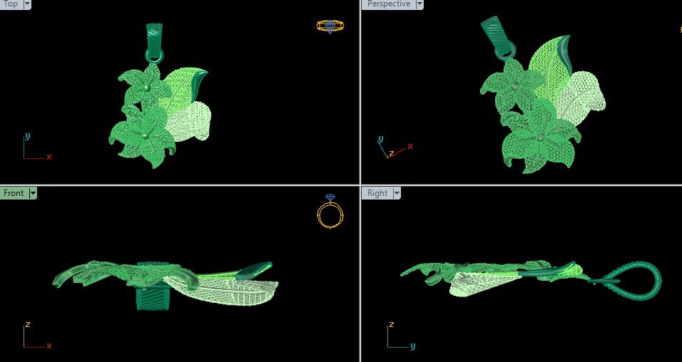 Turkey Jali Flower pendant  3D print model 3D print model_9
