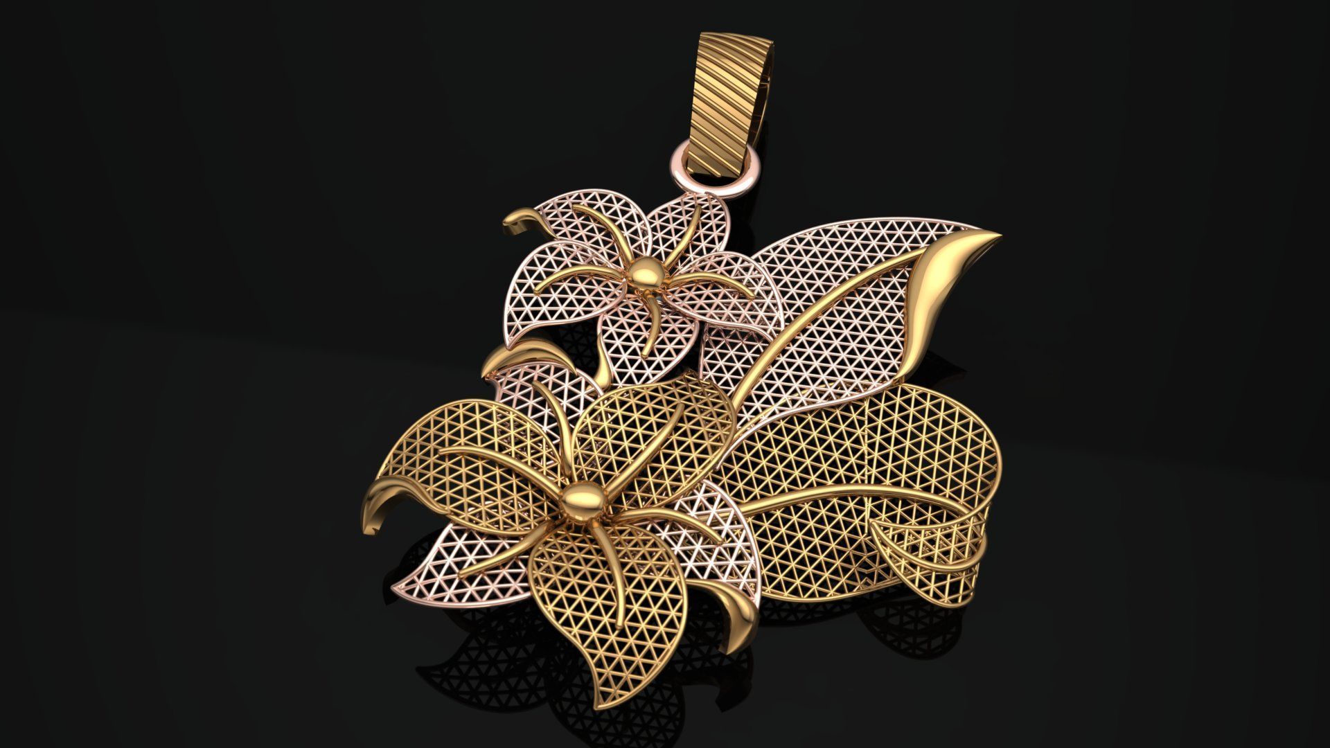 Turkey Jali Flower pendant  3D print model 3D print model_3