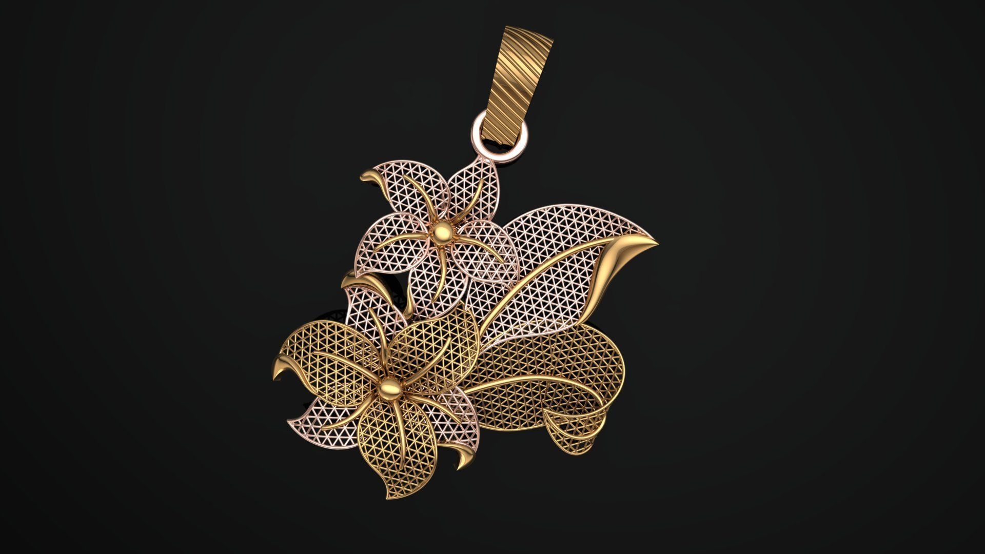 Turkey Jali Flower pendant  3D print model 3D print model_2
