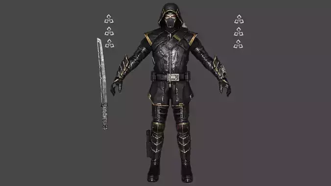 Ronin  Low-poly 3D model