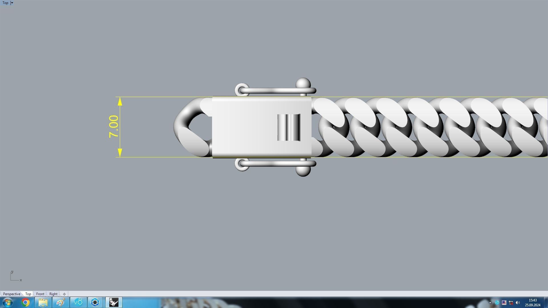 Miami Cuban link Chain Link Bracelet 7mm 3D print model_6