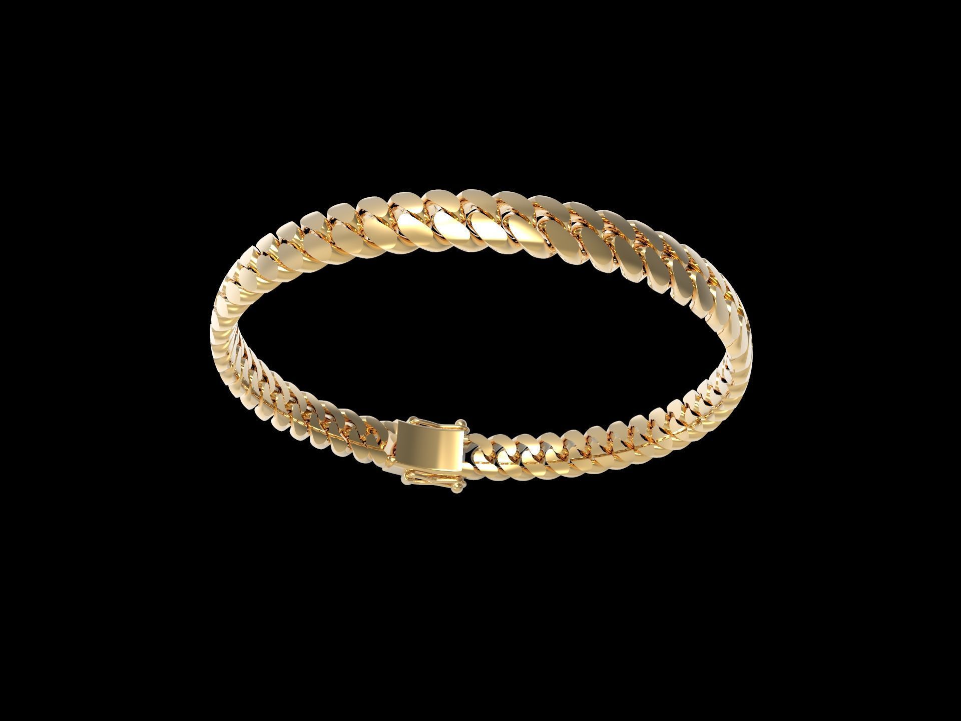 Miami Cuban link Chain Link Bracelet 7mm 3D print model_1