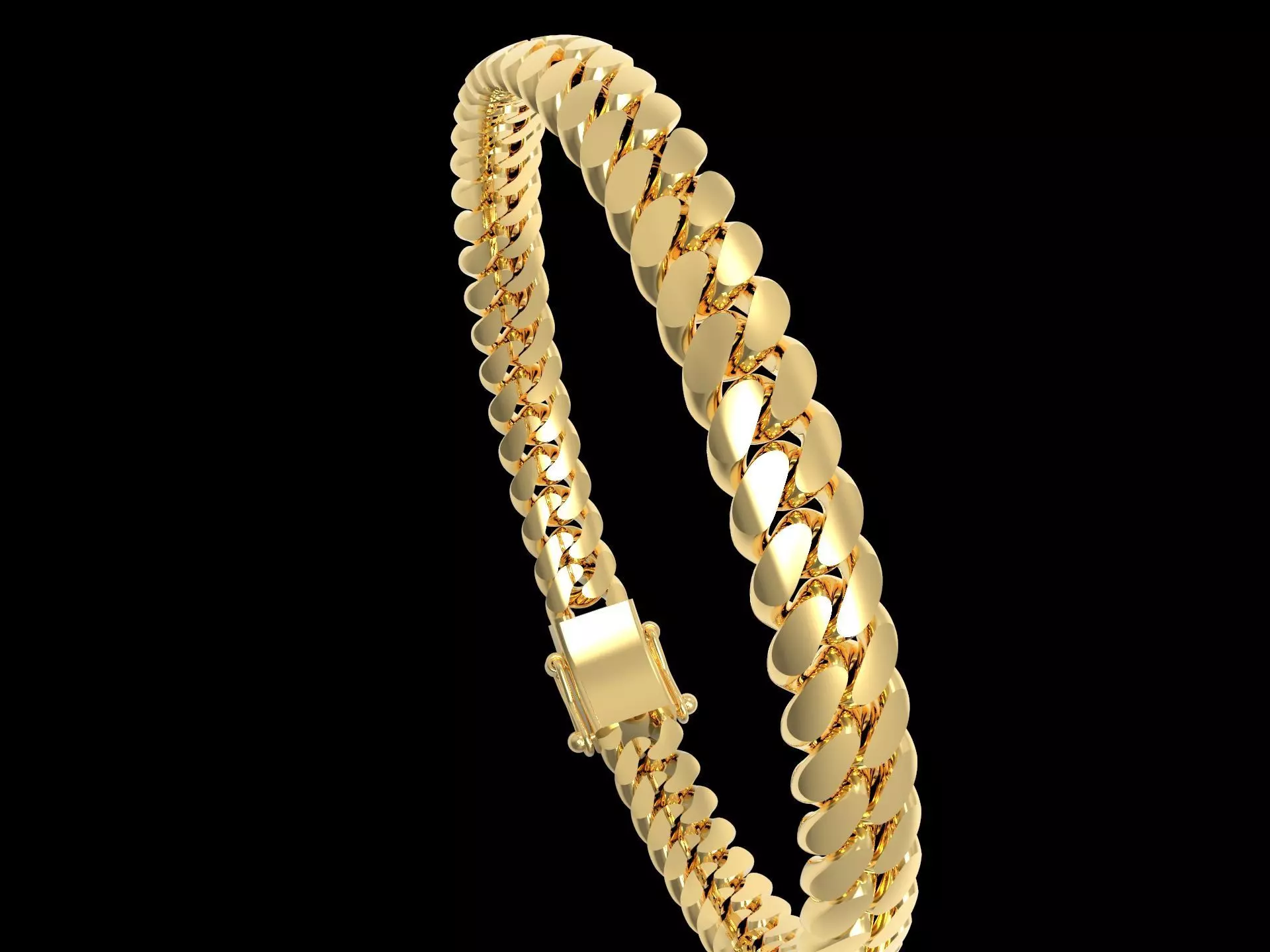 Miami Cuban link Chain Link Bracelet 7mm 3D print model_0