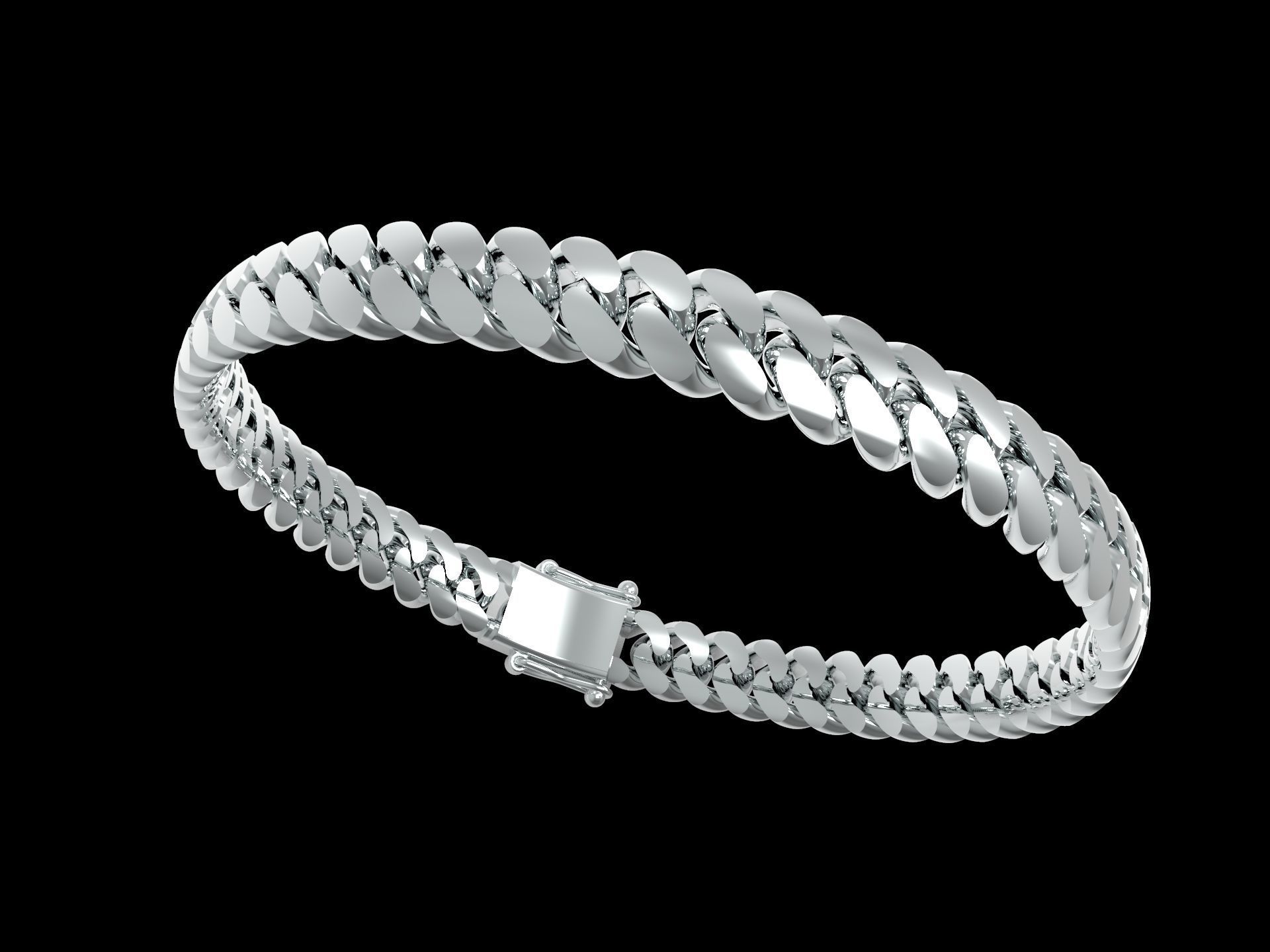 Miami Cuban link Chain Link Bracelet 7mm 3D print model_5