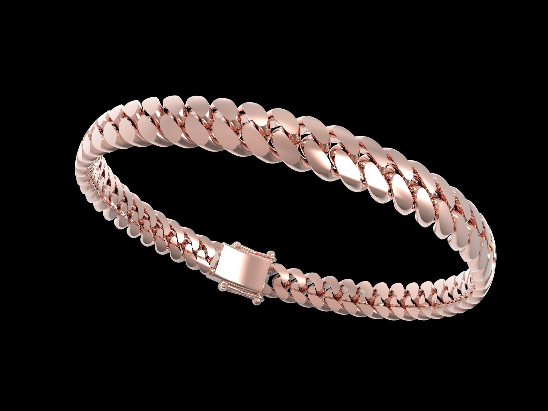 Miami Cuban link Chain Link Bracelet 7mm 3D print model_4
