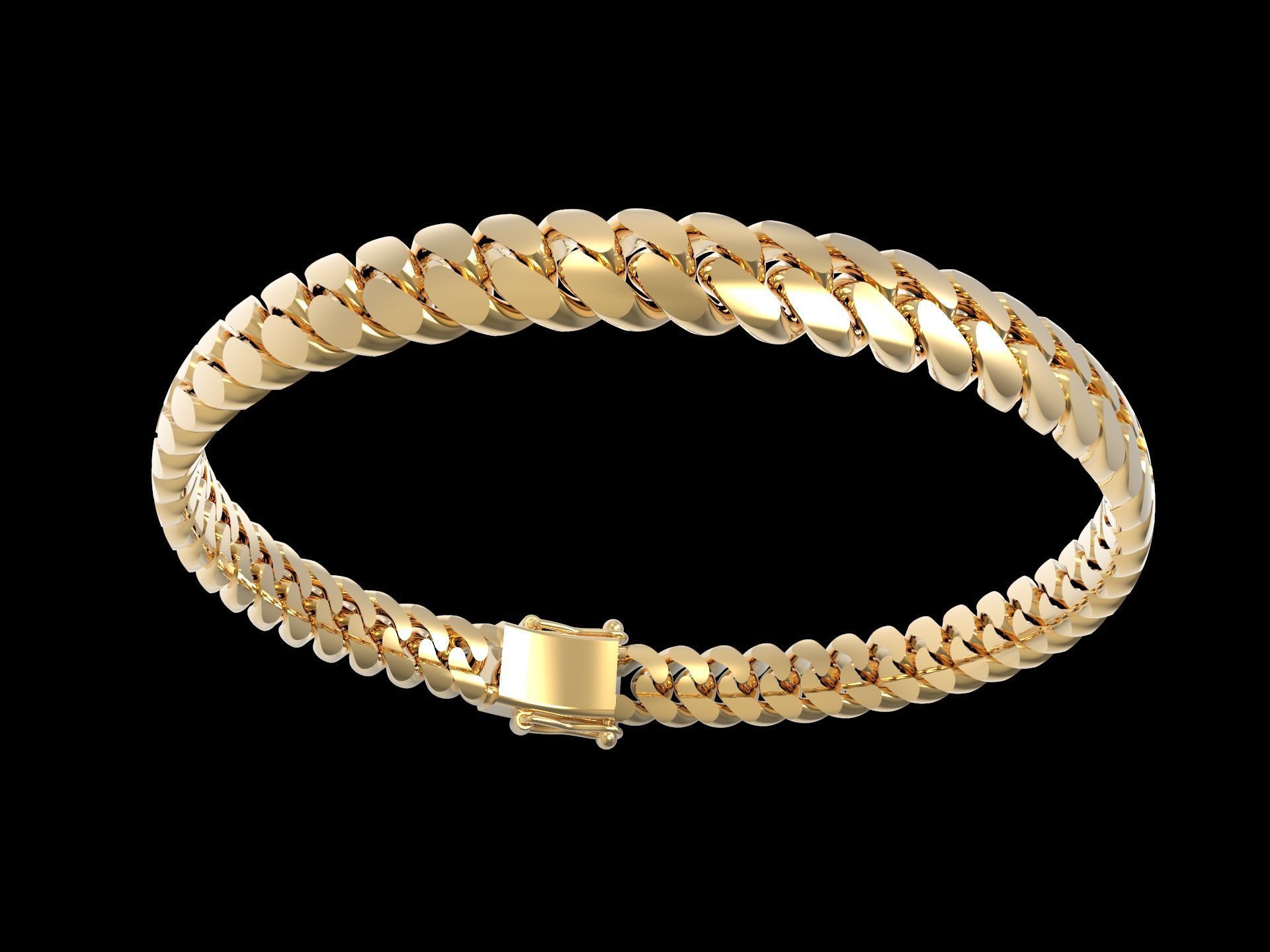 Miami Cuban link Chain Link Bracelet 7mm 3D print model_3