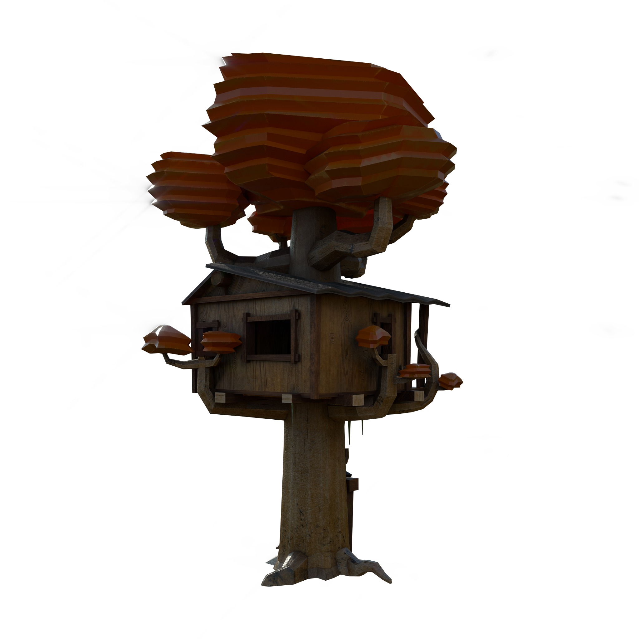 Playing tree scenery Low-poly 3D model_2