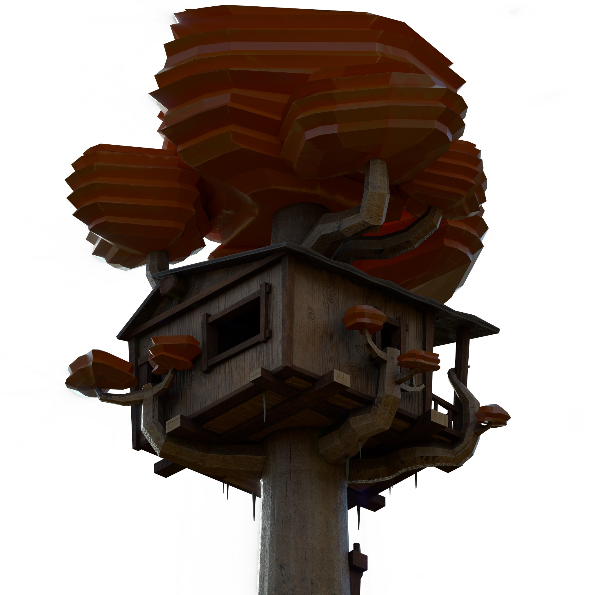 Playing tree scenery Low-poly 3D model_5