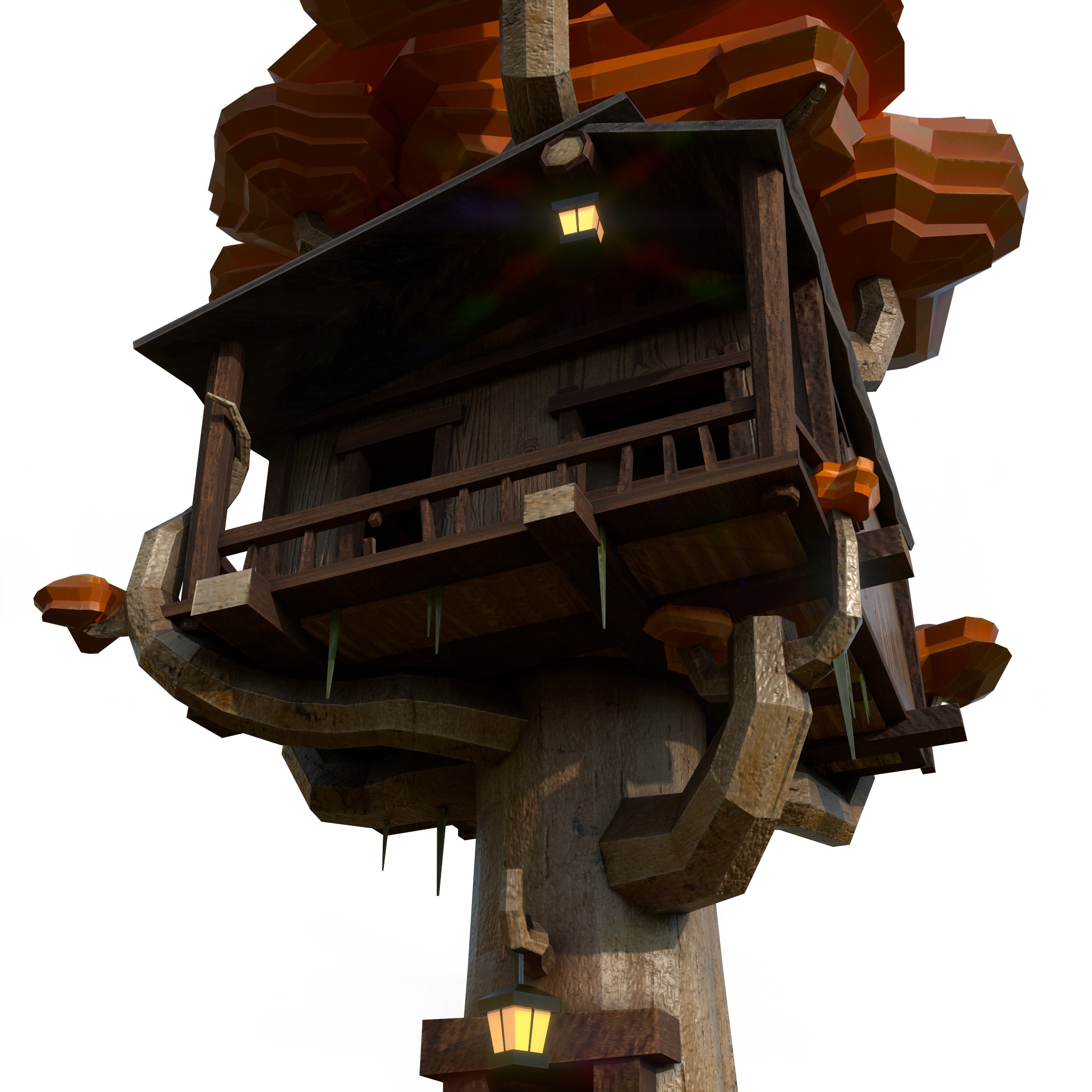 Playing tree scenery Low-poly 3D model_3