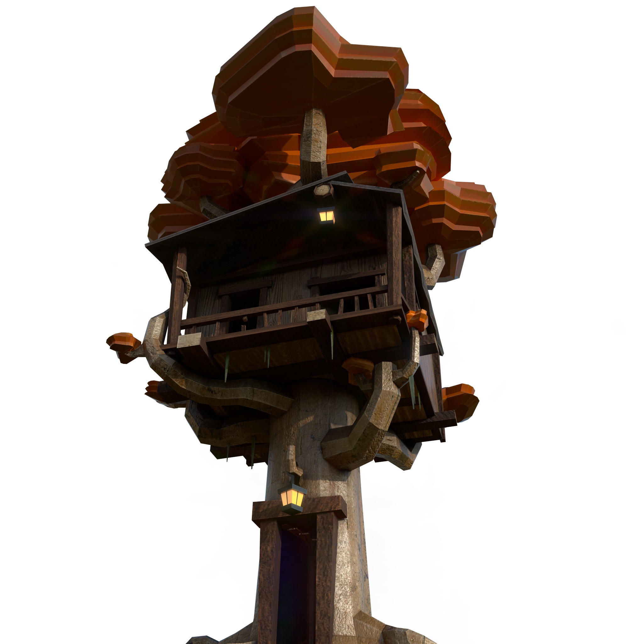 Playing tree scenery Low-poly 3D model_4