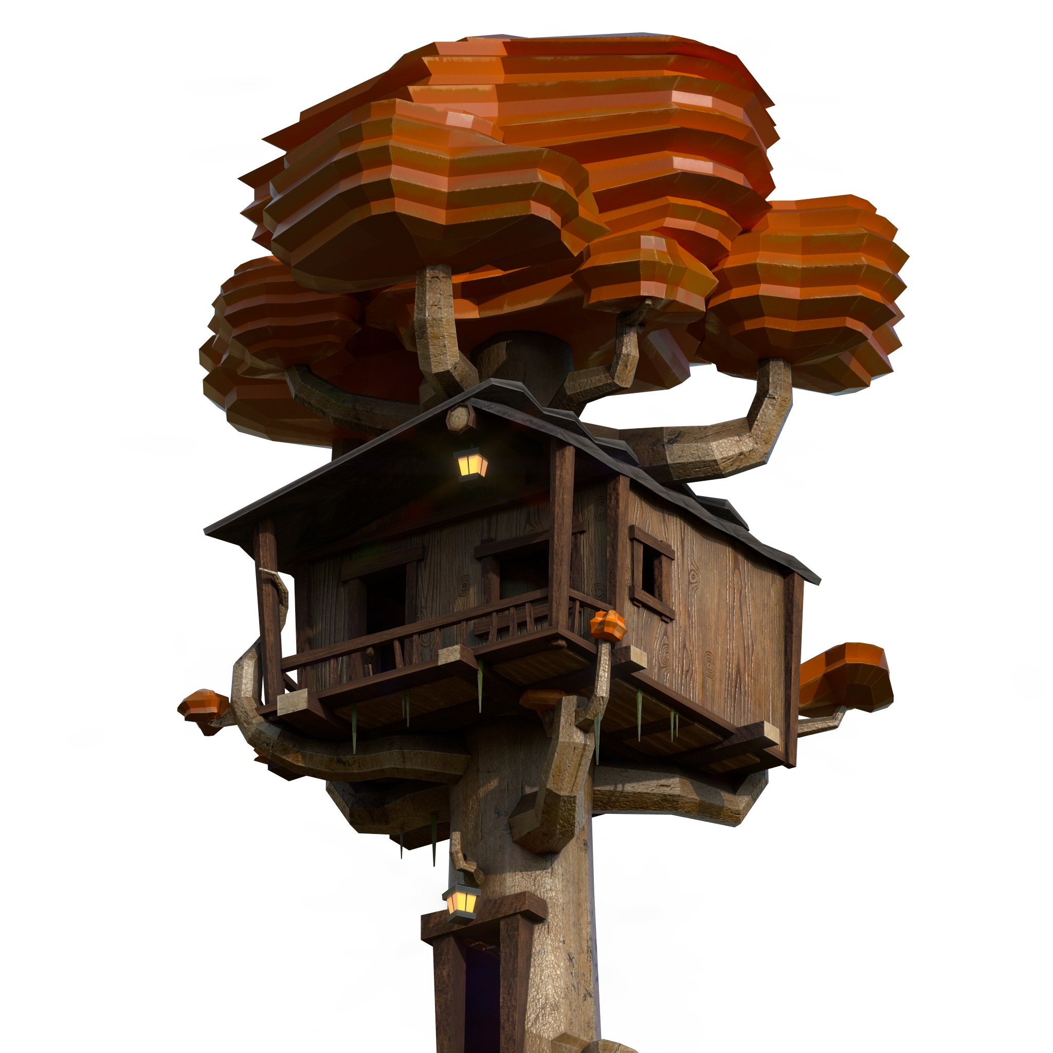 Playing tree scenery Low-poly 3D model_6