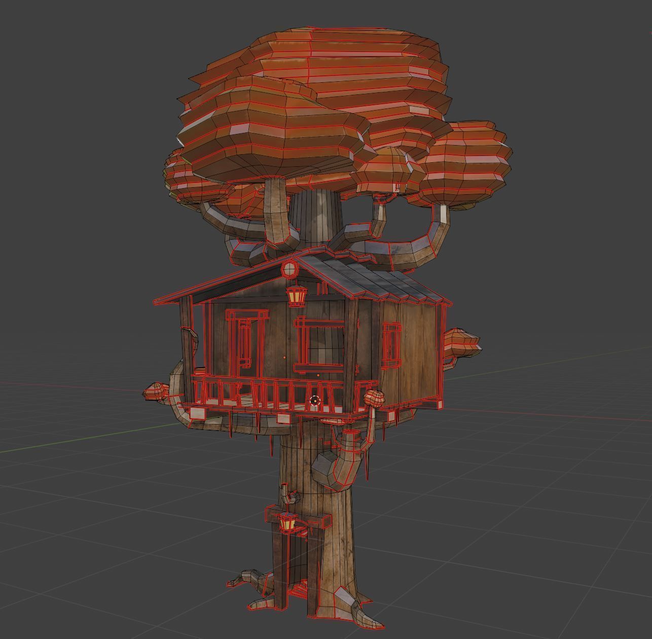 Playing tree scenery Low-poly 3D model_9