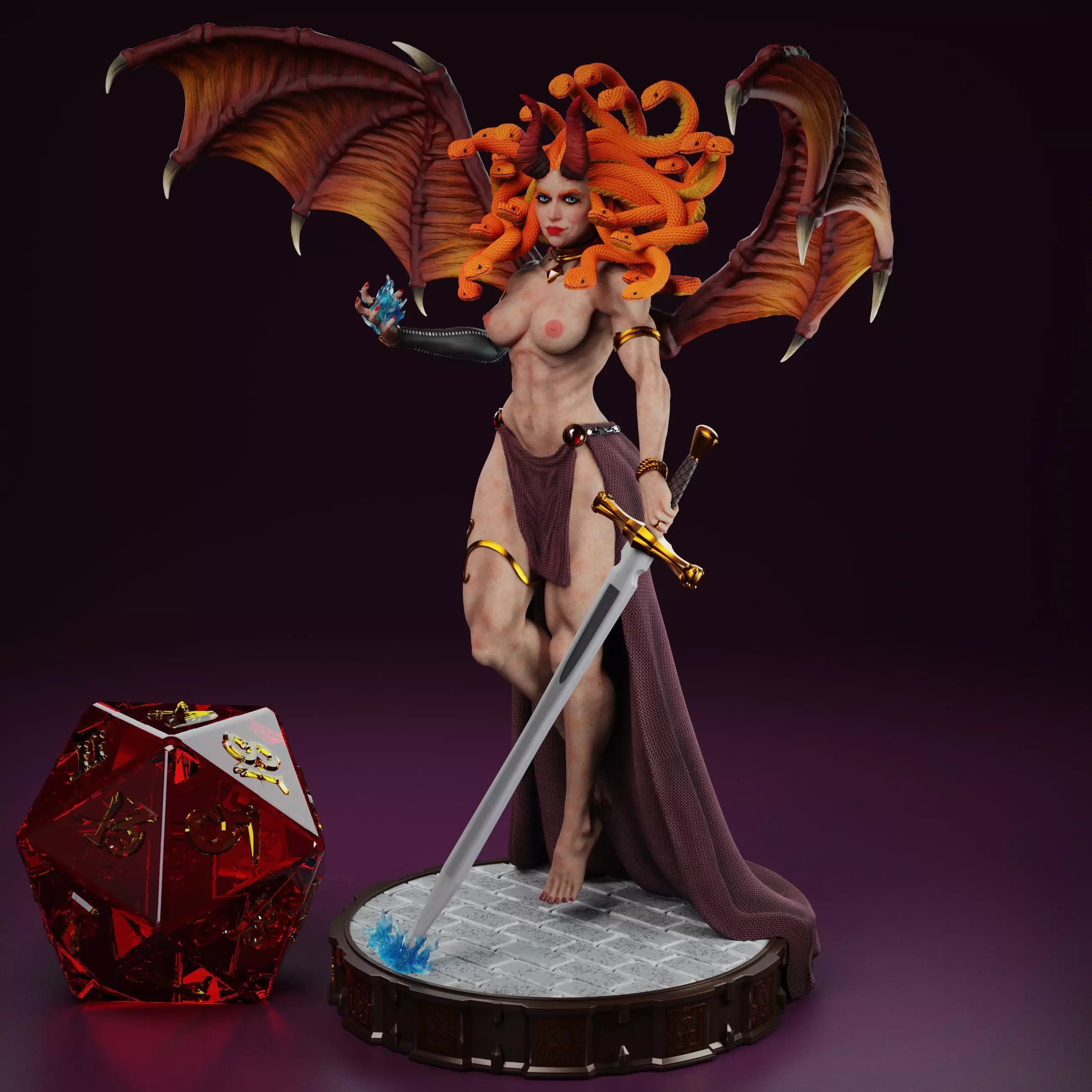 Succubus Medusa NSFW - Tabletop game miniature 3D print model 3D print model