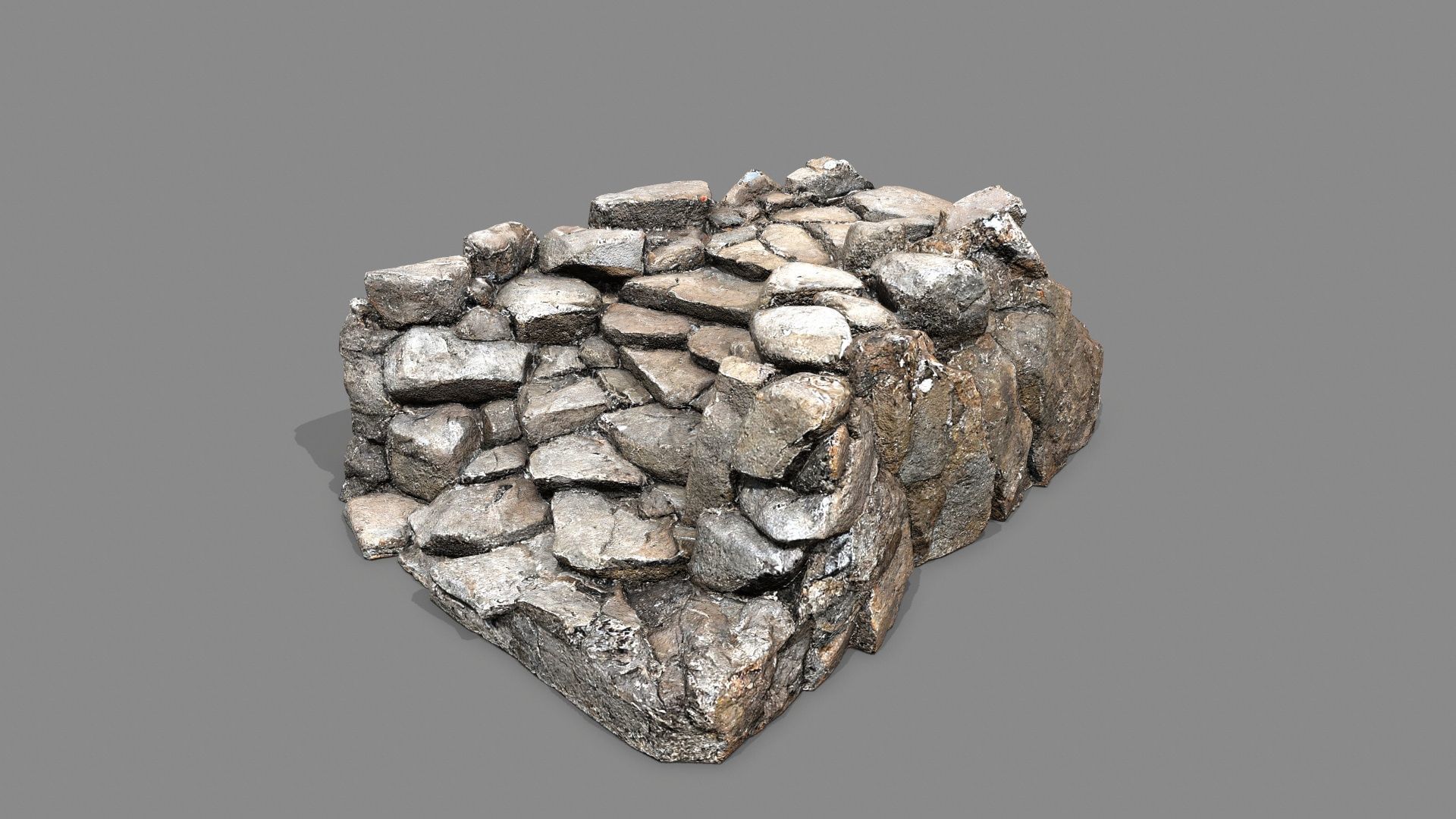 Old Rock Stairs Low-poly 3D model_4