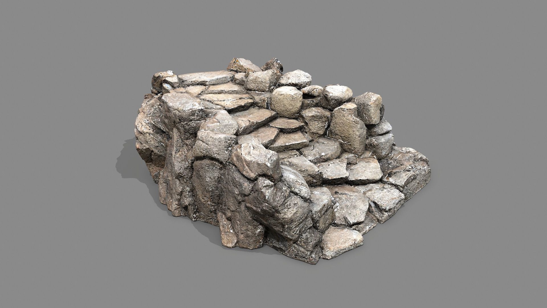 Old Rock Stairs Low-poly 3D model_11