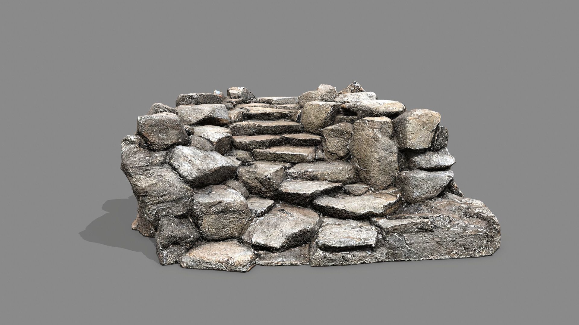 Old Rock Stairs Low-poly 3D model_14