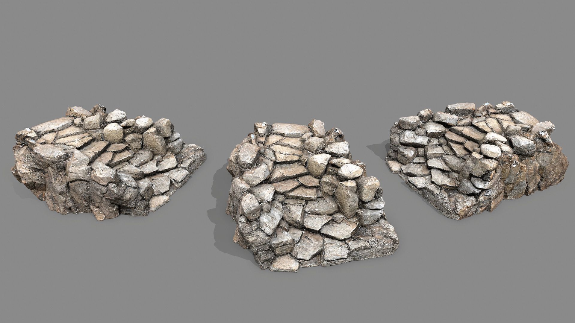Old Rock Stairs Low-poly 3D model_1