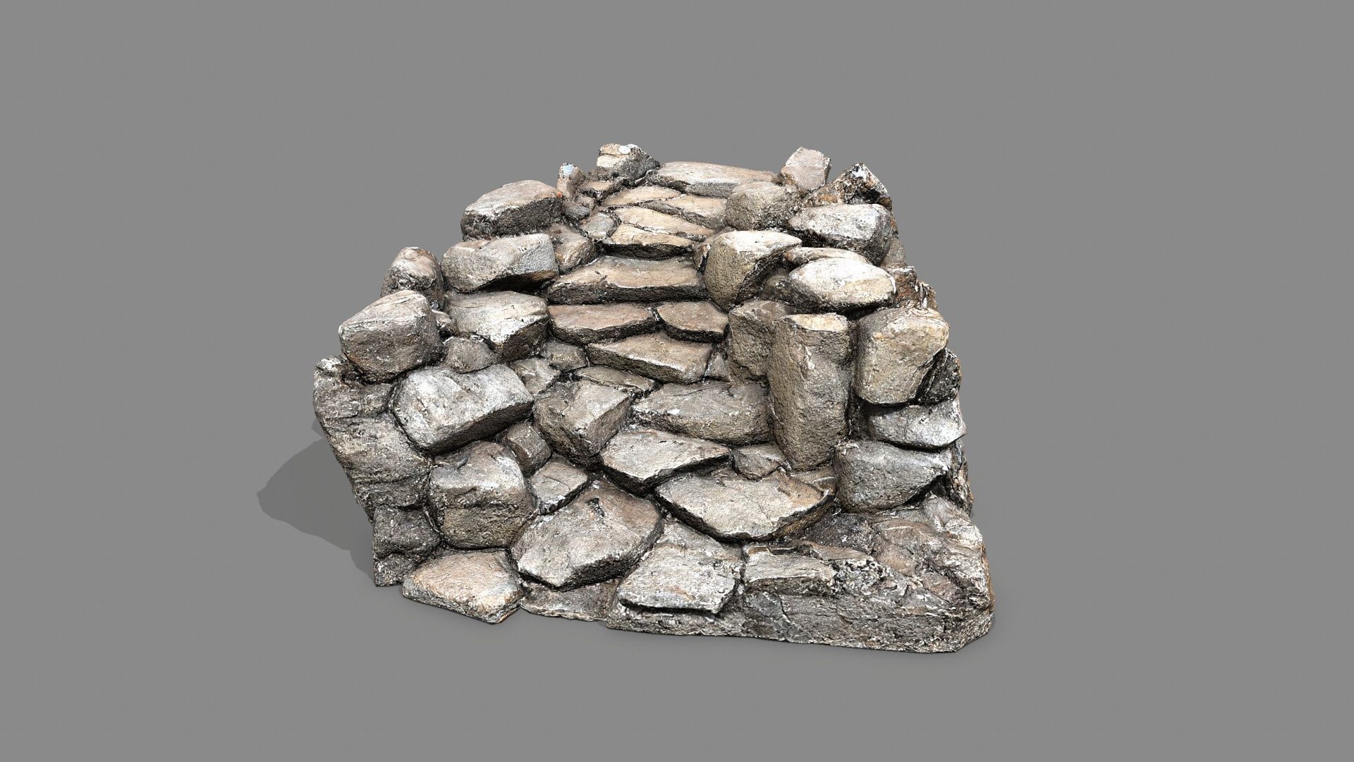 Old Rock Stairs Low-poly 3D model_3