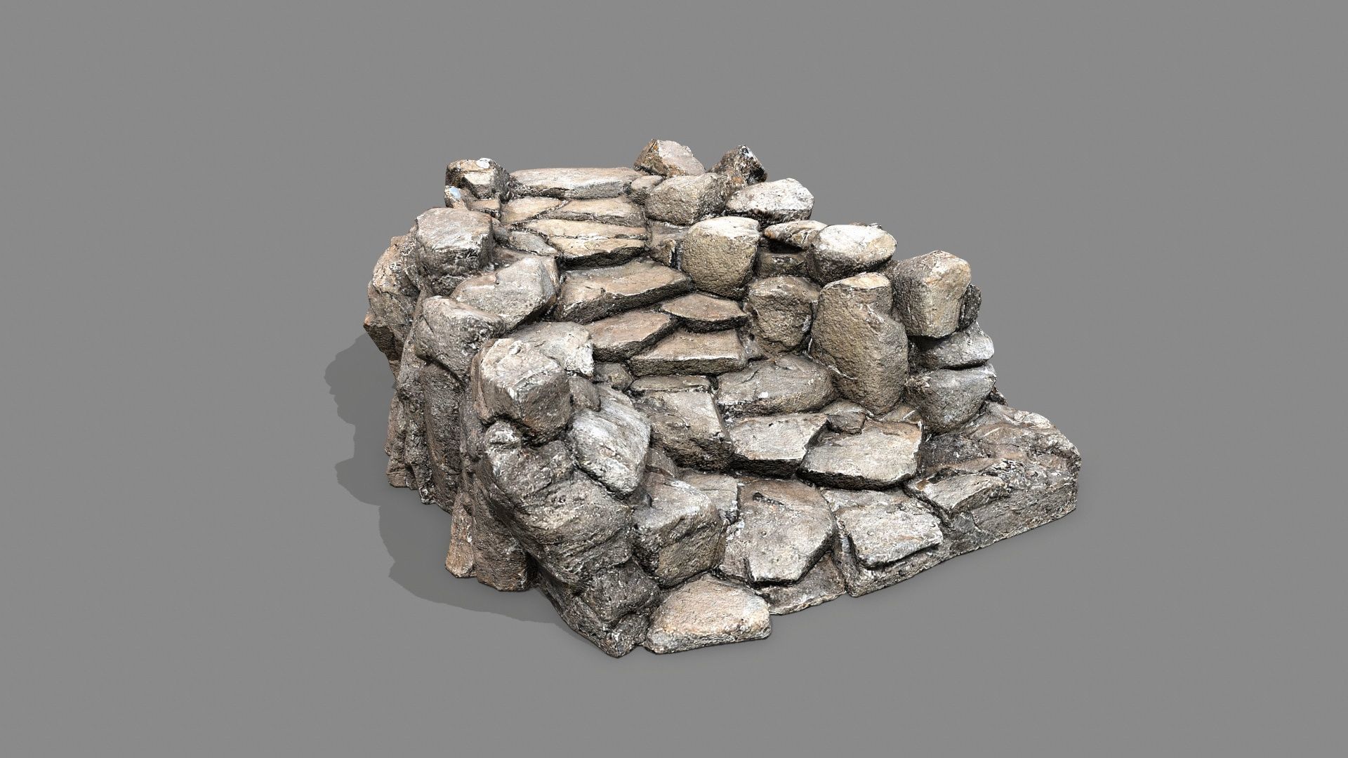 Old Rock Stairs Low-poly 3D model_2