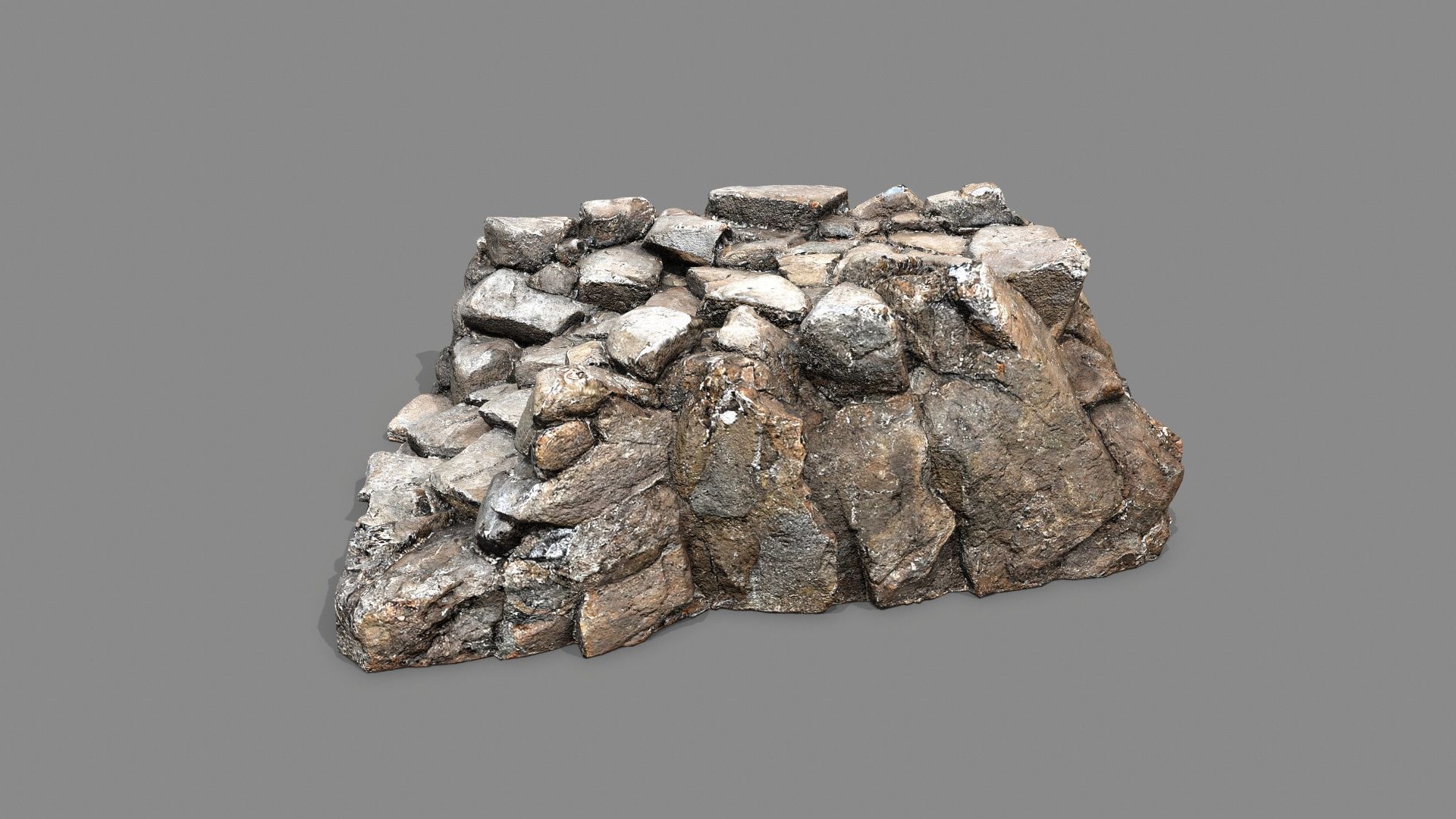 Old Rock Stairs Low-poly 3D model_5