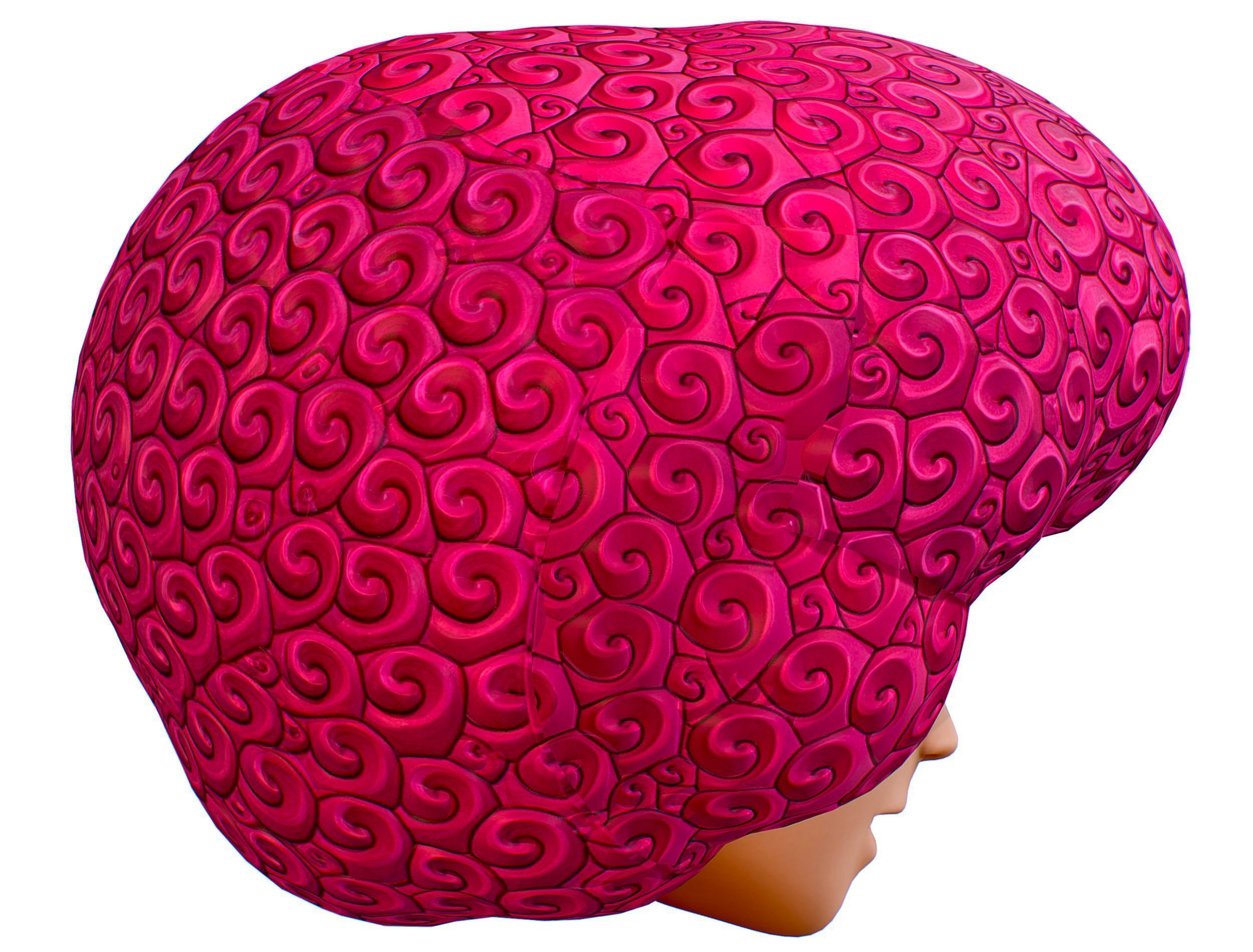 Pink Afro Hair Cartoon Young Man Boy Head Hair Low-poly 3D model_10