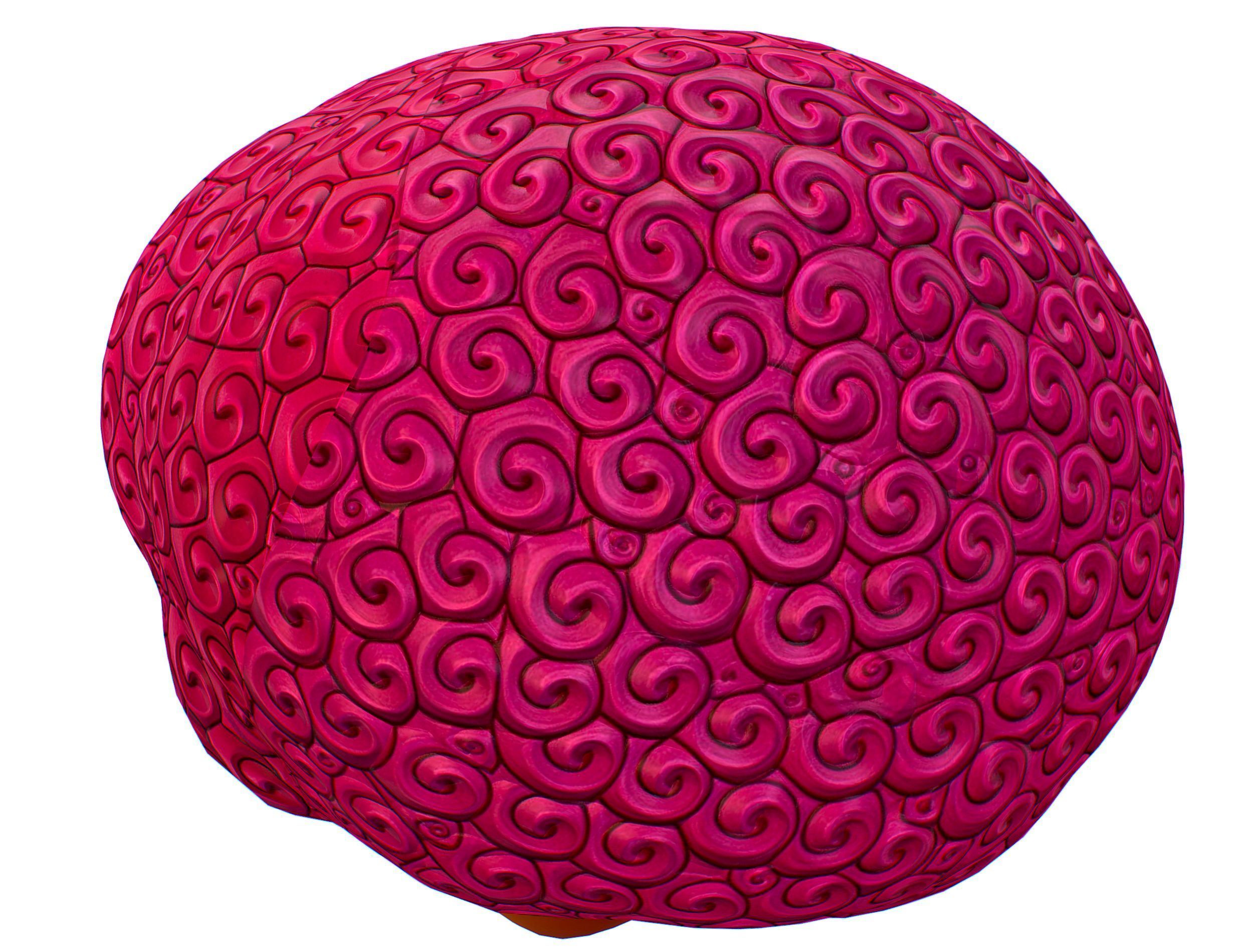 Pink Afro Hair Cartoon Young Man Boy Head Hair Low-poly 3D model_7