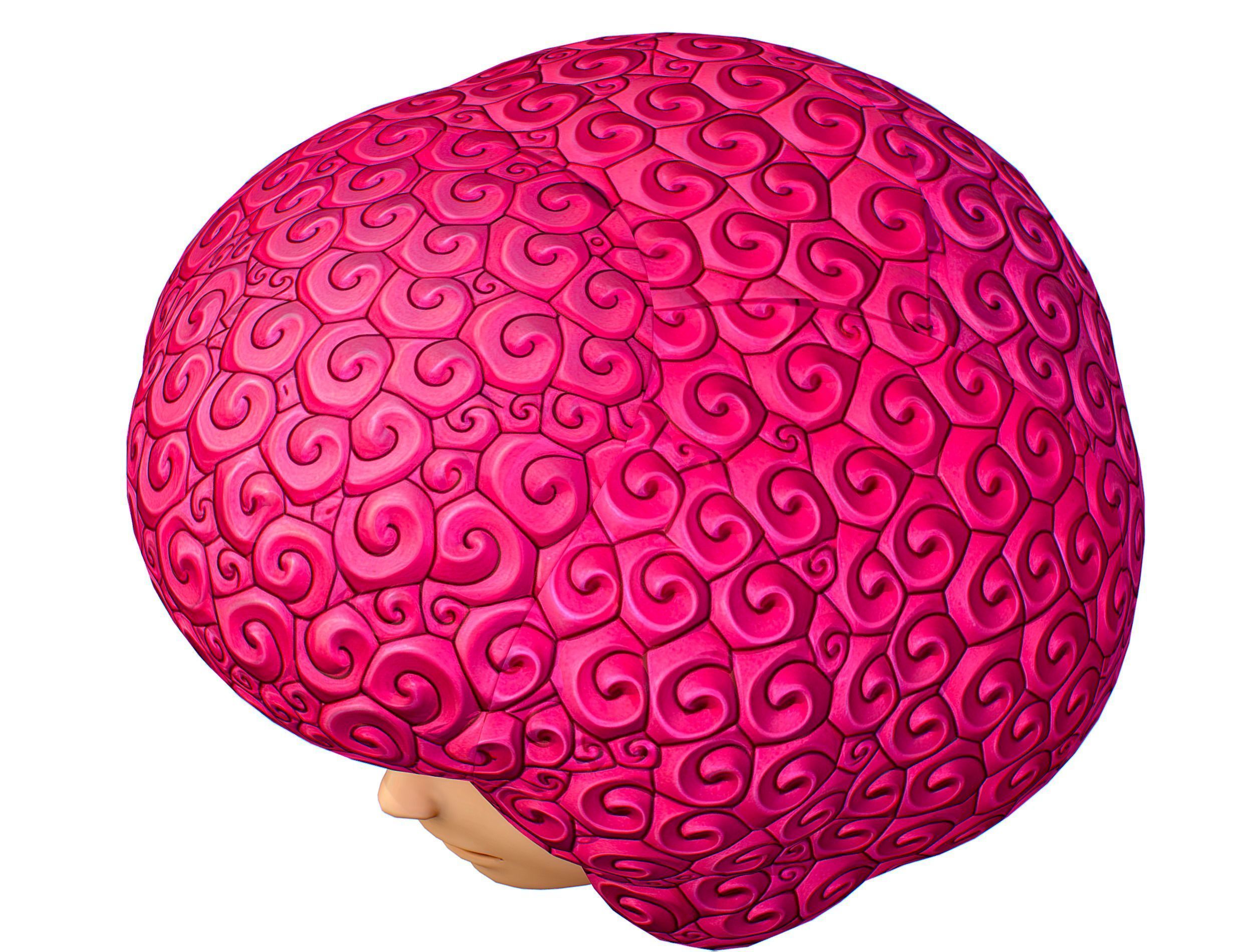 Pink Afro Hair Cartoon Young Man Boy Head Hair Low-poly 3D model_13