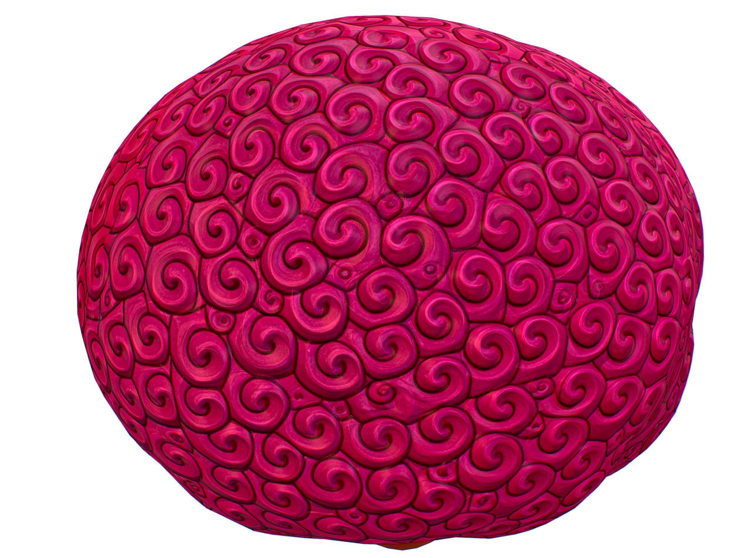 Pink Afro Hair Cartoon Young Man Boy Head Hair Low-poly 3D model_8