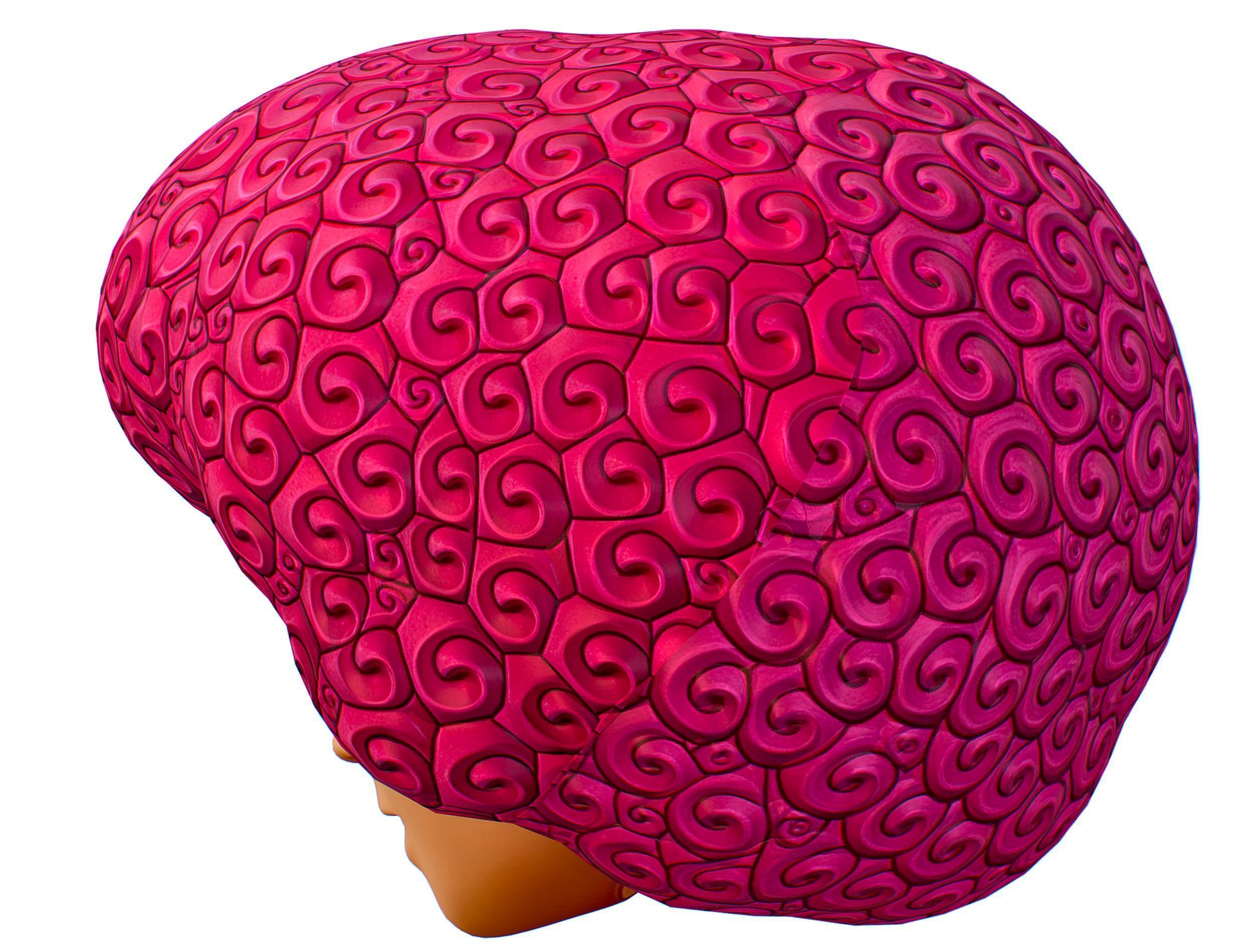 Pink Afro Hair Cartoon Young Man Boy Head Hair Low-poly 3D model_5