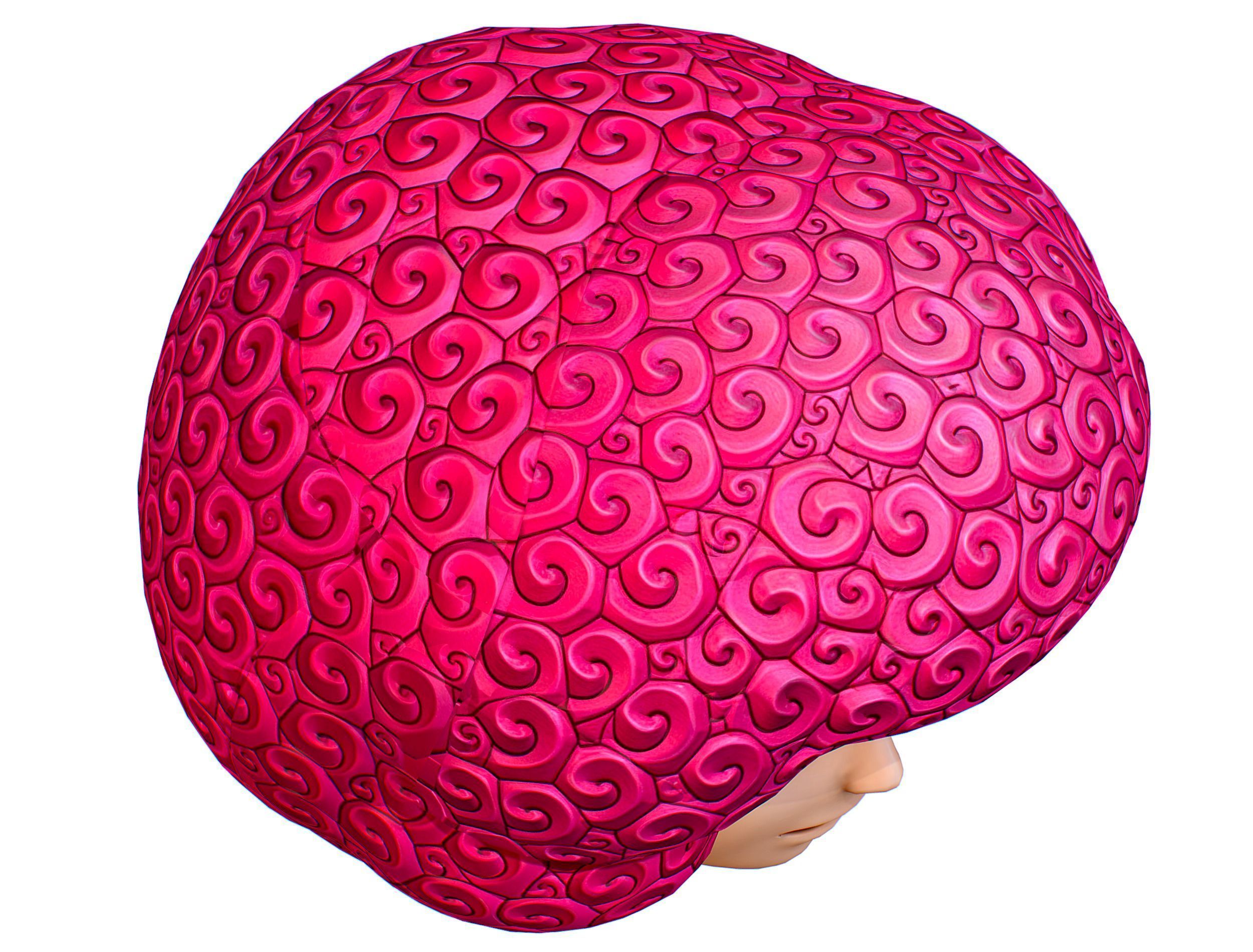 Pink Afro Hair Cartoon Young Man Boy Head Hair Low-poly 3D model_12