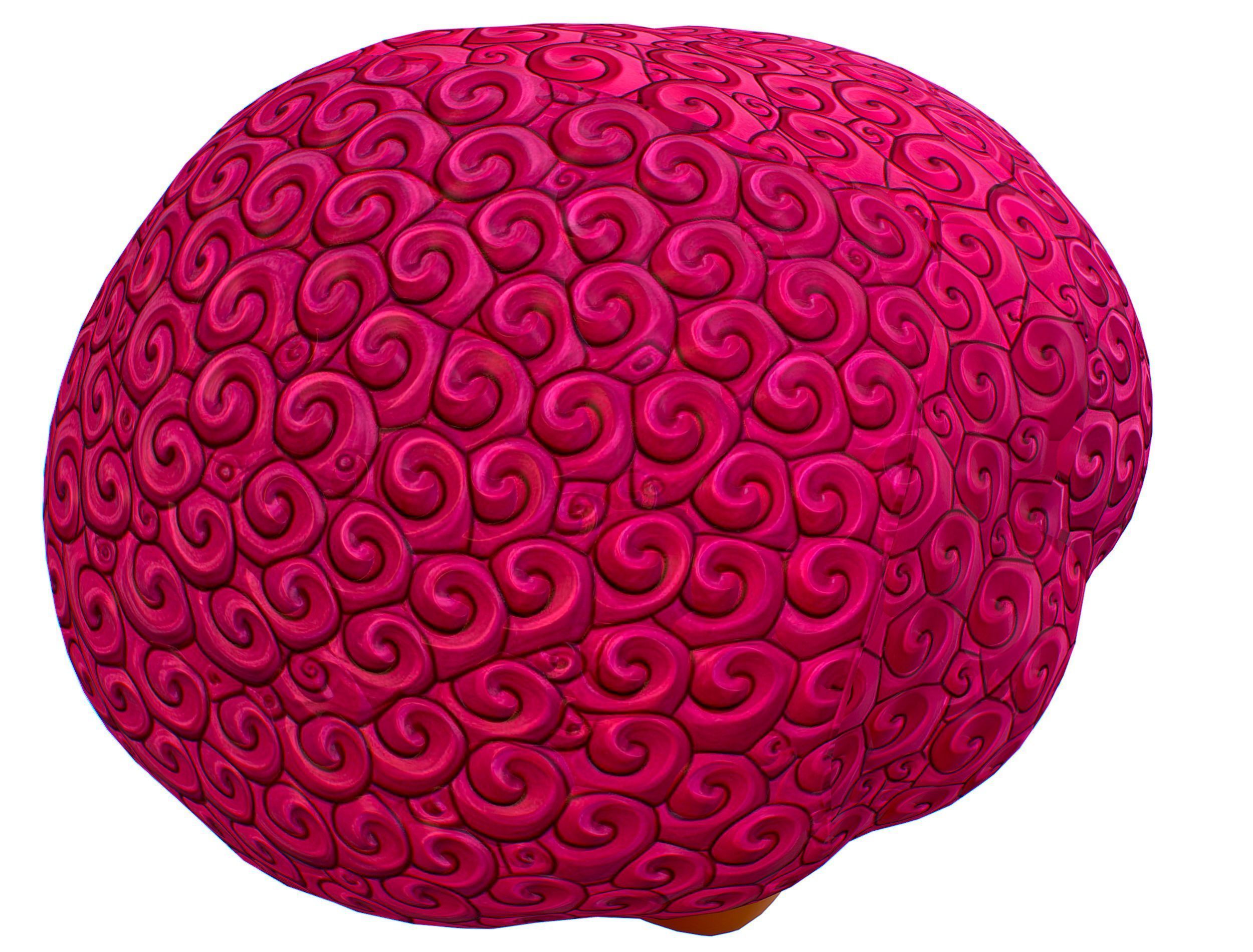 Pink Afro Hair Cartoon Young Man Boy Head Hair Low-poly 3D model_9