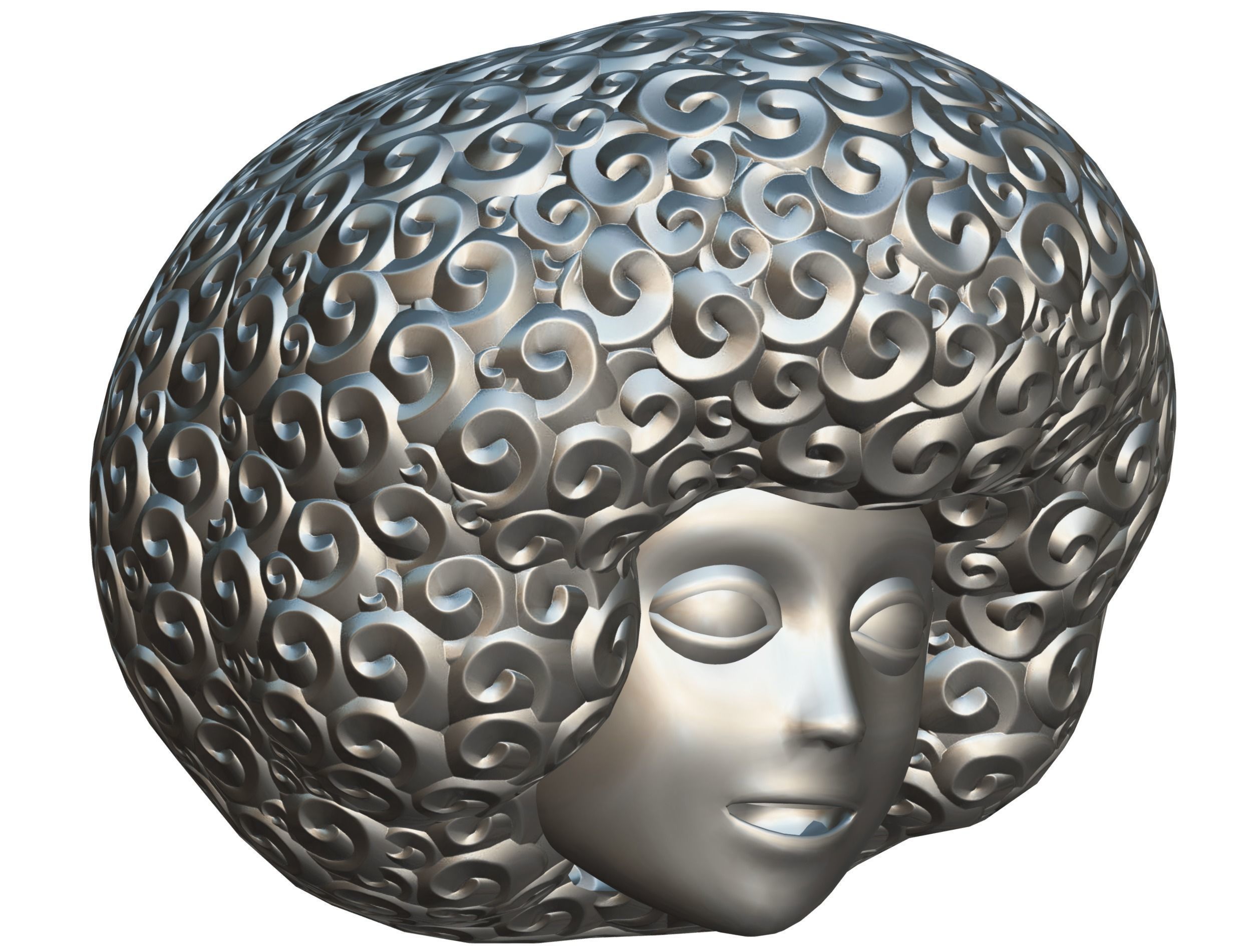 Pink Afro Hair Cartoon Young Man Boy Head Hair Low-poly 3D model_17