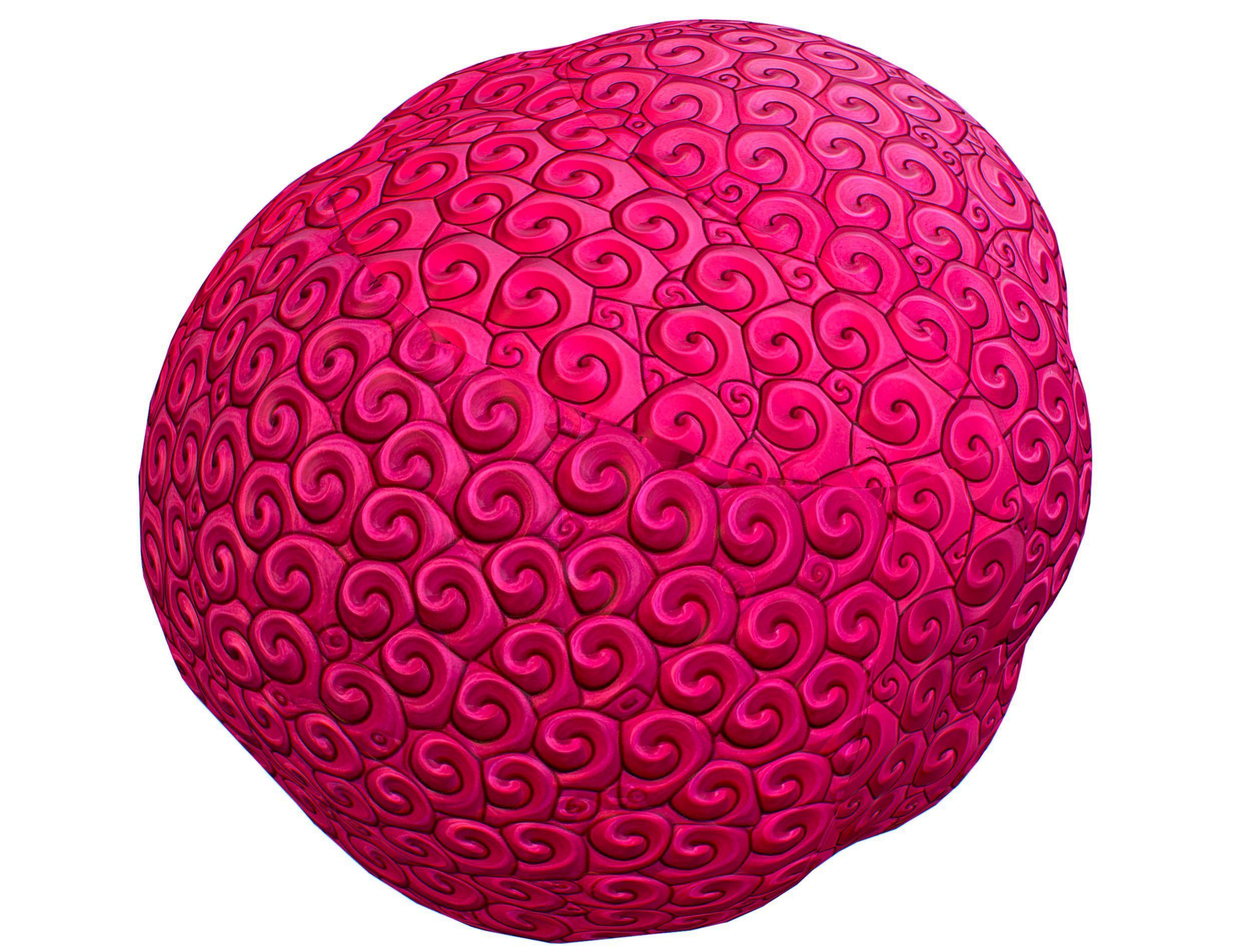 Pink Afro Hair Cartoon Young Man Boy Head Hair Low-poly 3D model_14