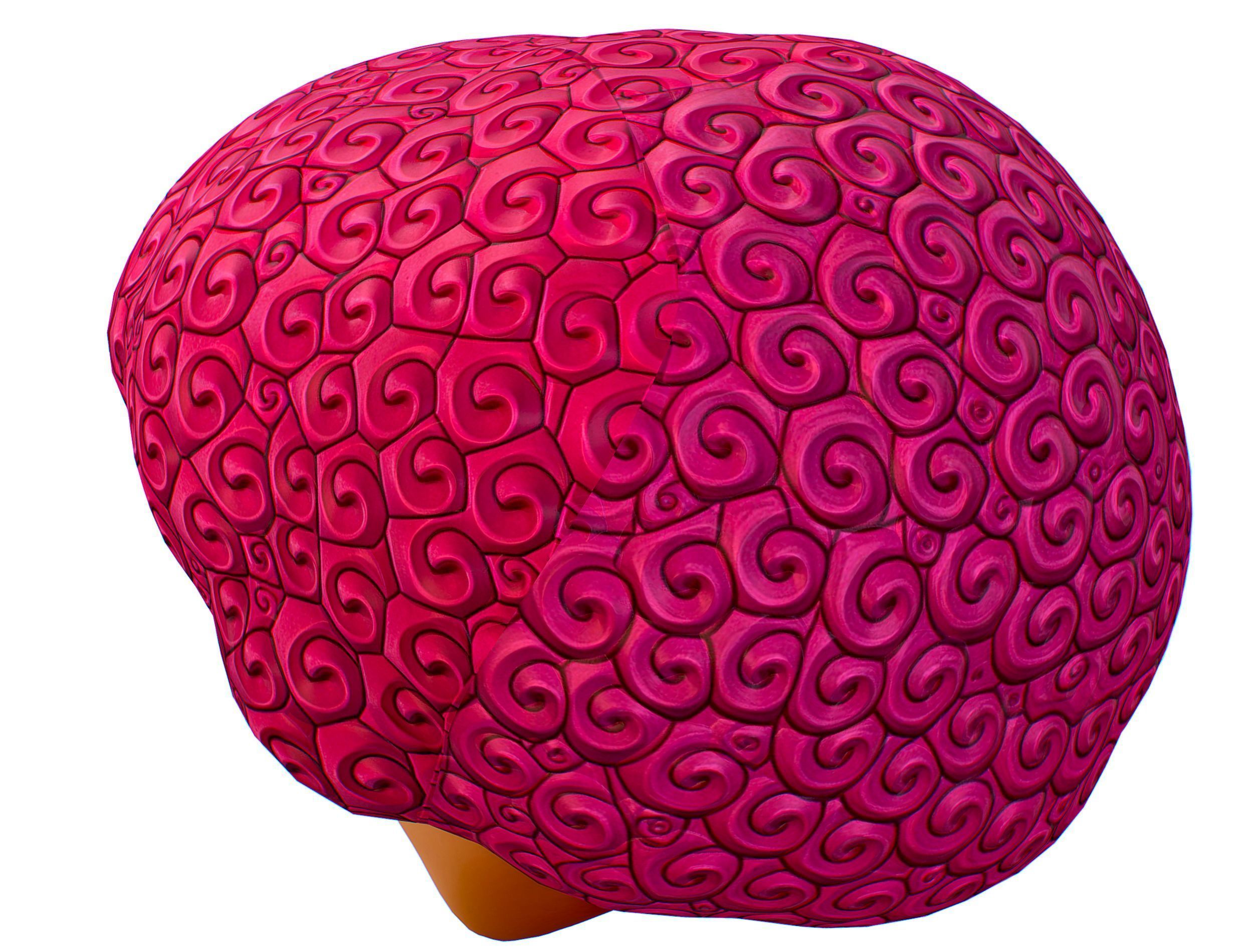 Pink Afro Hair Cartoon Young Man Boy Head Hair Low-poly 3D model_6