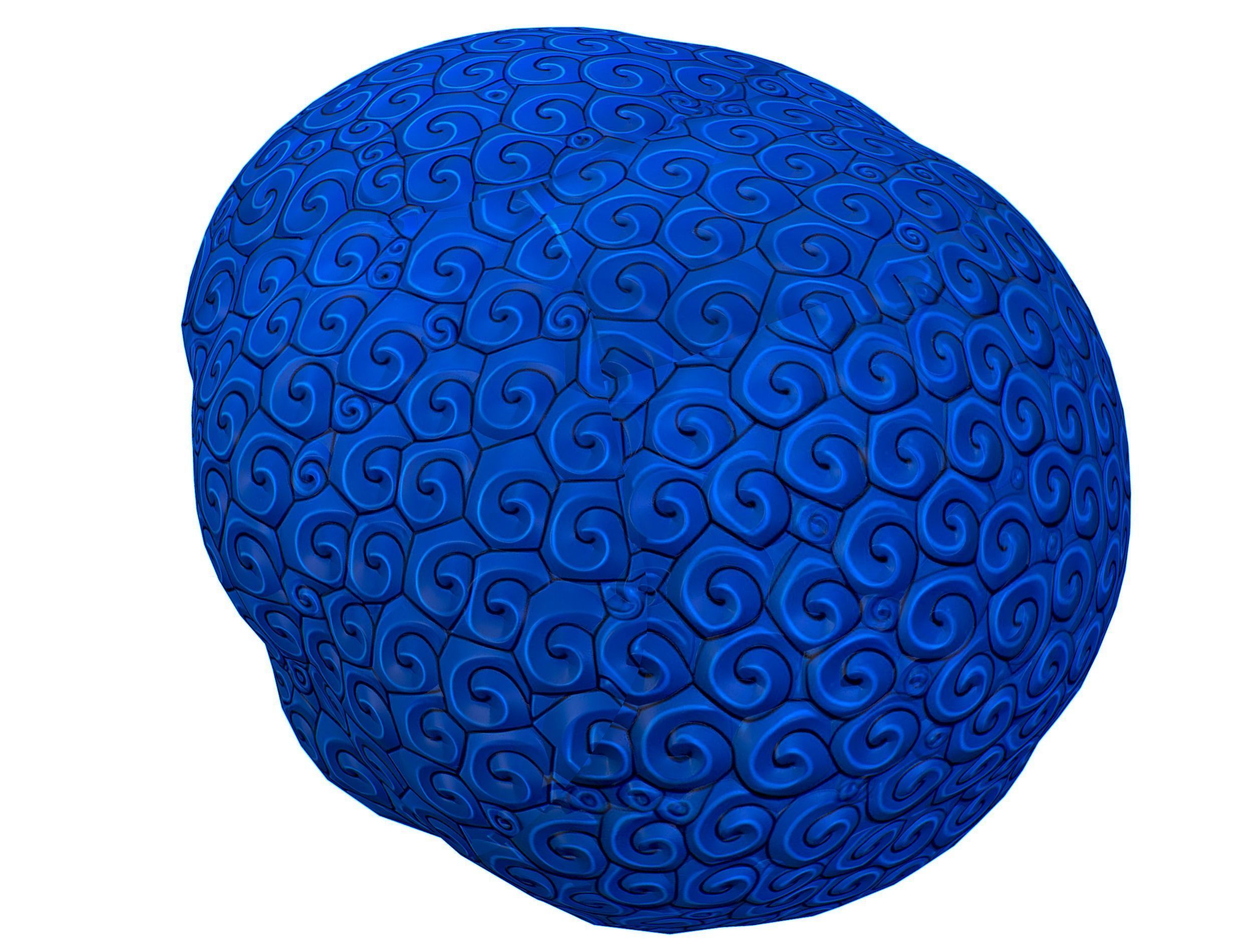 Blue Afro Hair Cartoon Young Man Boy Head Hair Low-poly 3D model_15