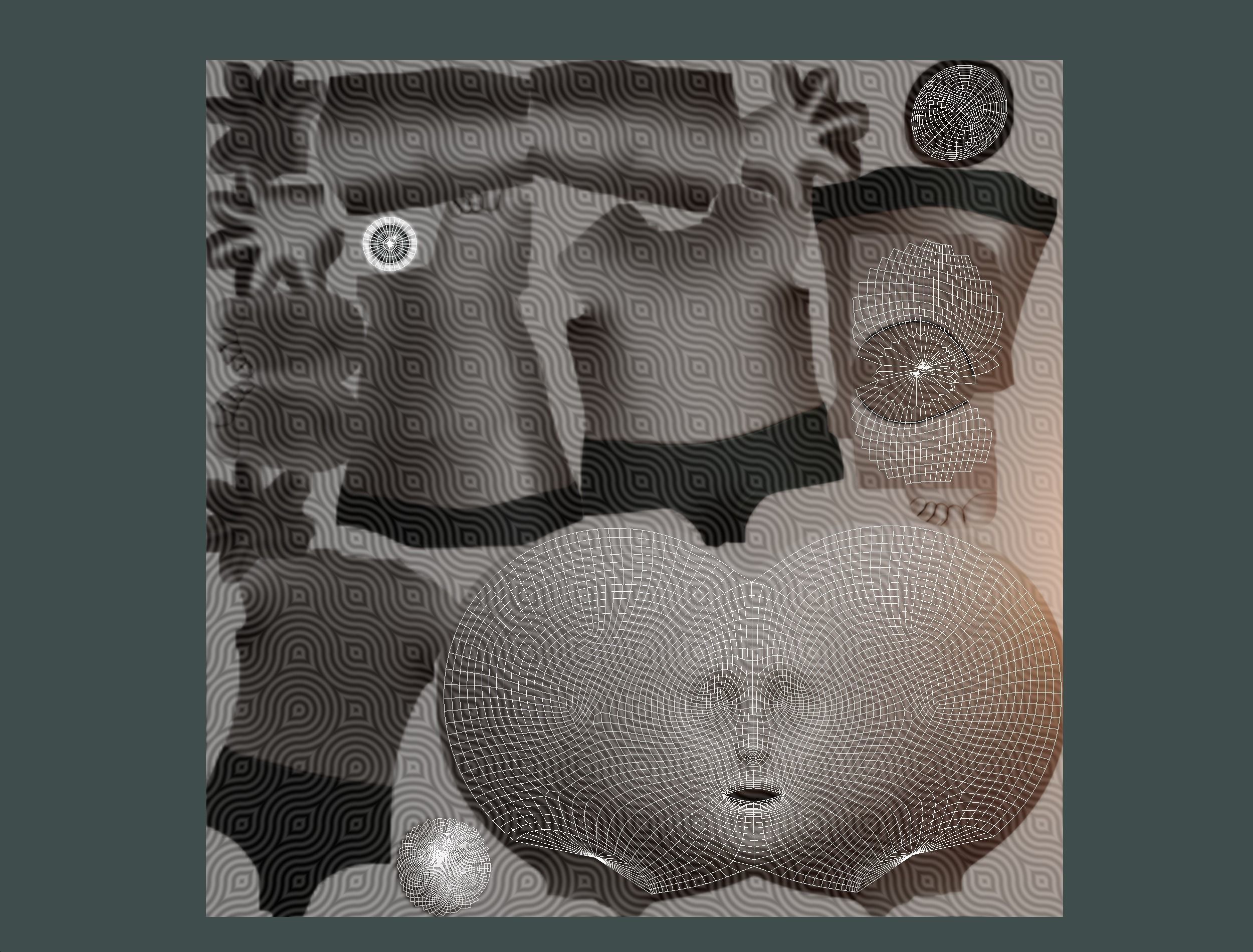 Blue Afro Hair Cartoon Young Man Boy Head Hair Low-poly 3D model_21