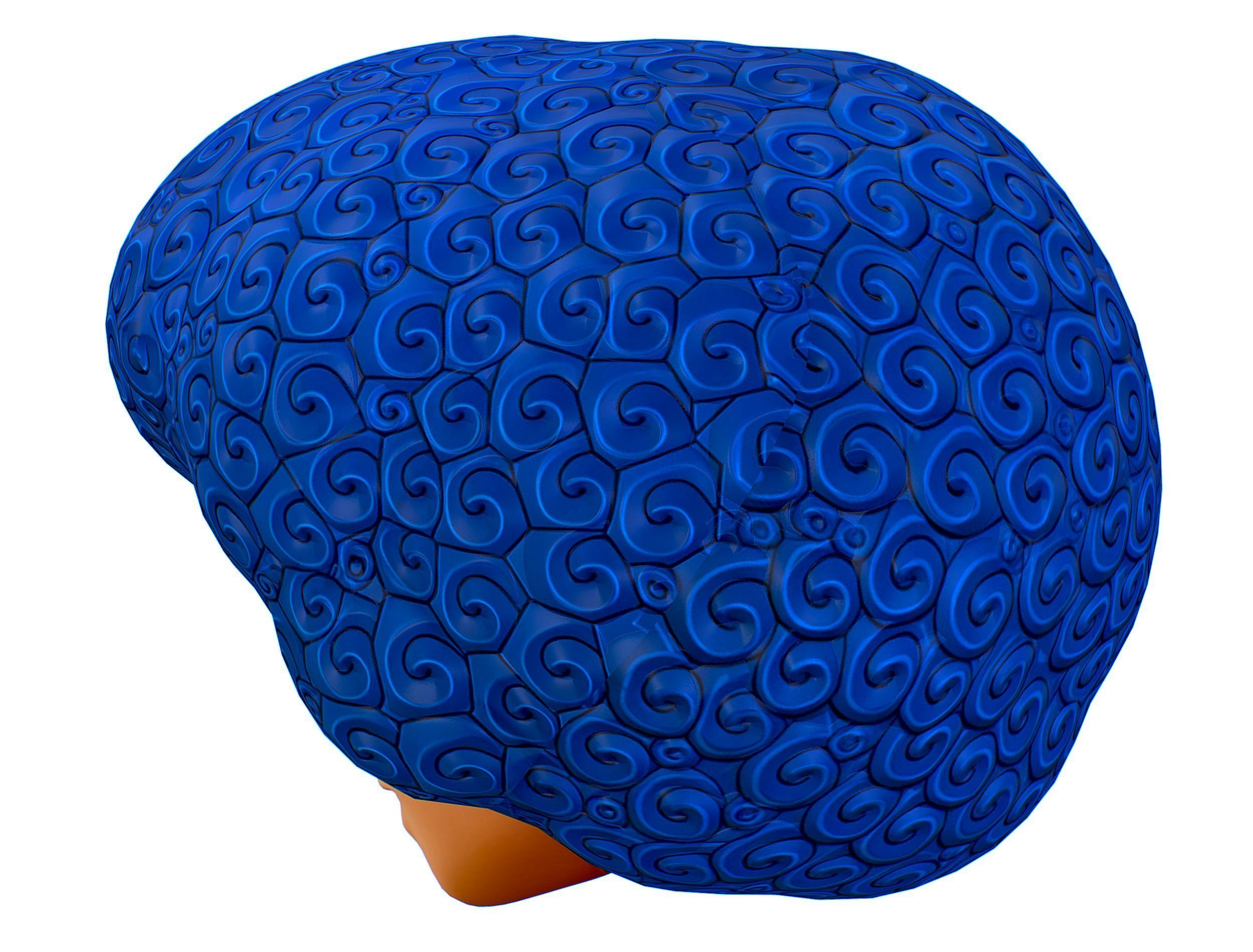 Blue Afro Hair Cartoon Young Man Boy Head Hair Low-poly 3D model_6