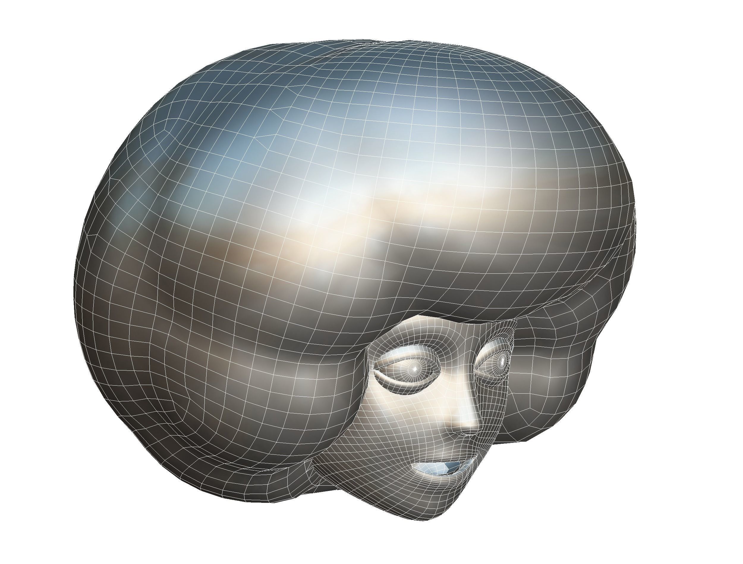 Blue Afro Hair Cartoon Young Man Boy Head Hair Low-poly 3D model_18