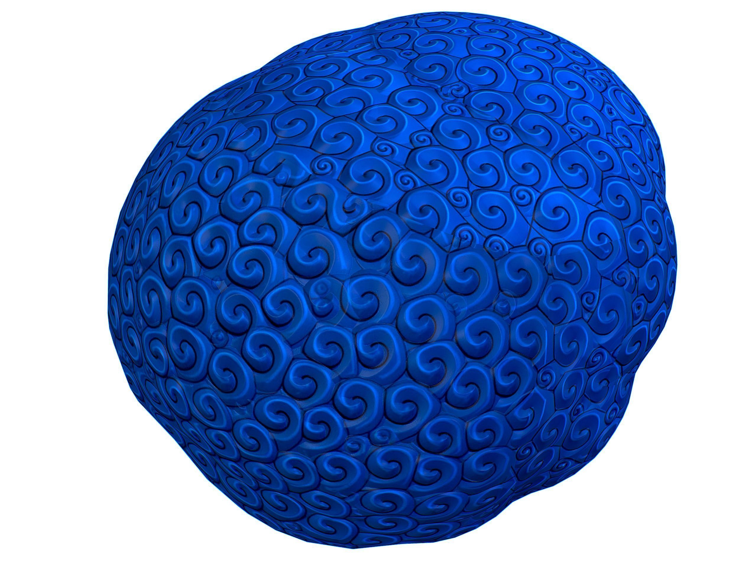 Blue Afro Hair Cartoon Young Man Boy Head Hair Low-poly 3D model_16