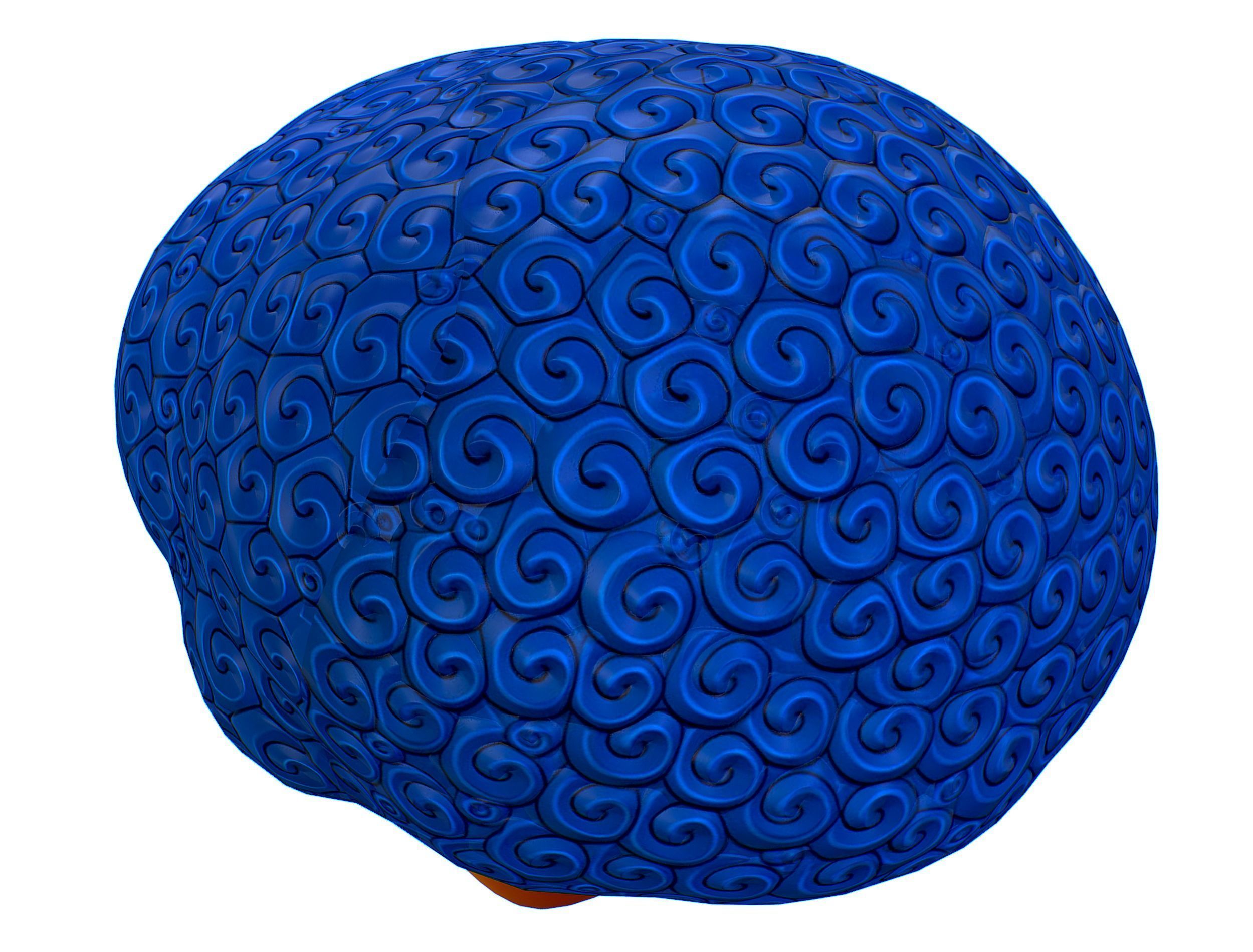 Blue Afro Hair Cartoon Young Man Boy Head Hair Low-poly 3D model_7