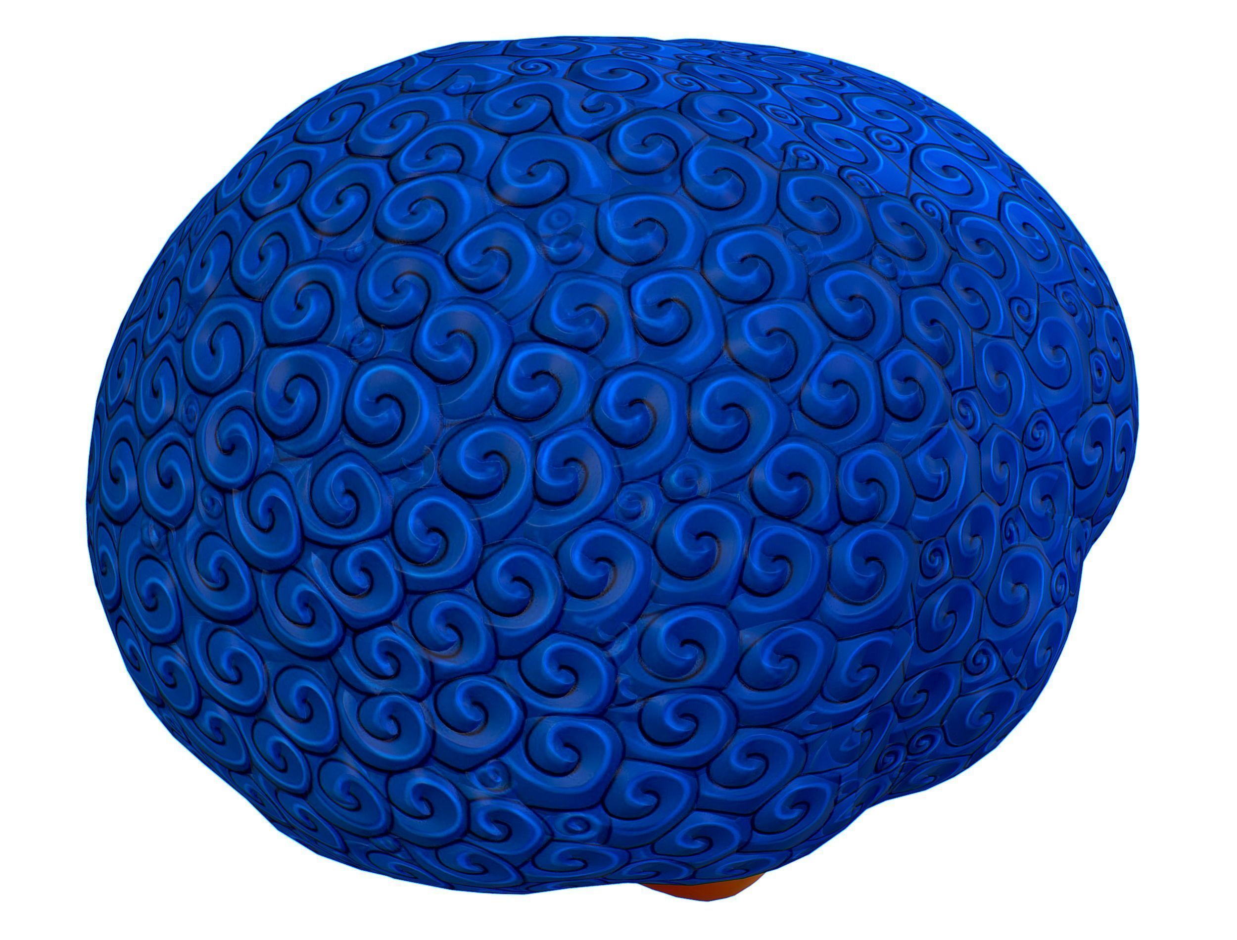 Blue Afro Hair Cartoon Young Man Boy Head Hair Low-poly 3D model_9