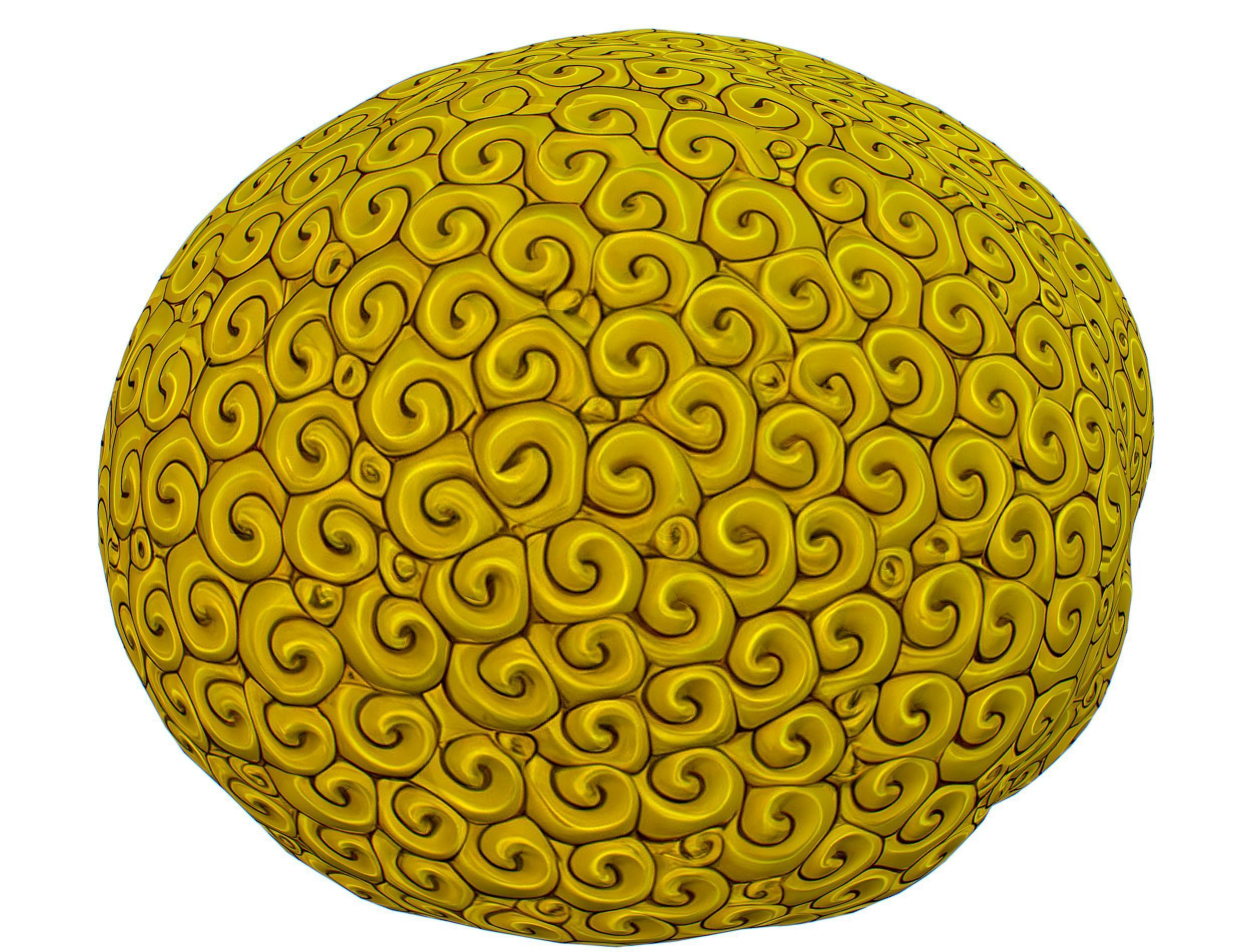 Gold Yellow Afro Hair Cartoon Young Head Hair Low-poly 3D model_7