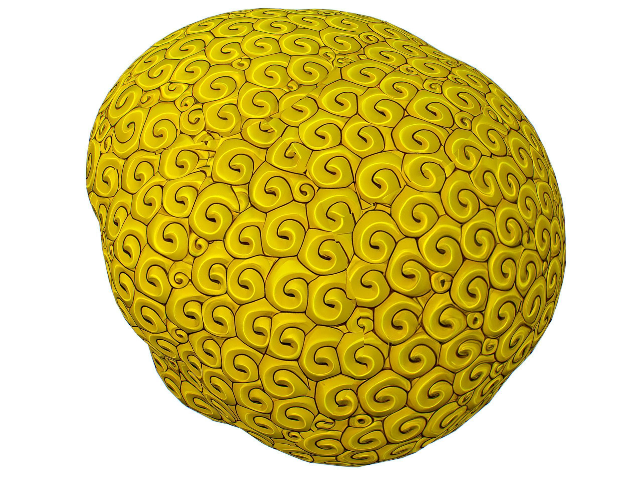 Gold Yellow Afro Hair Cartoon Young Head Hair Low-poly 3D model_14