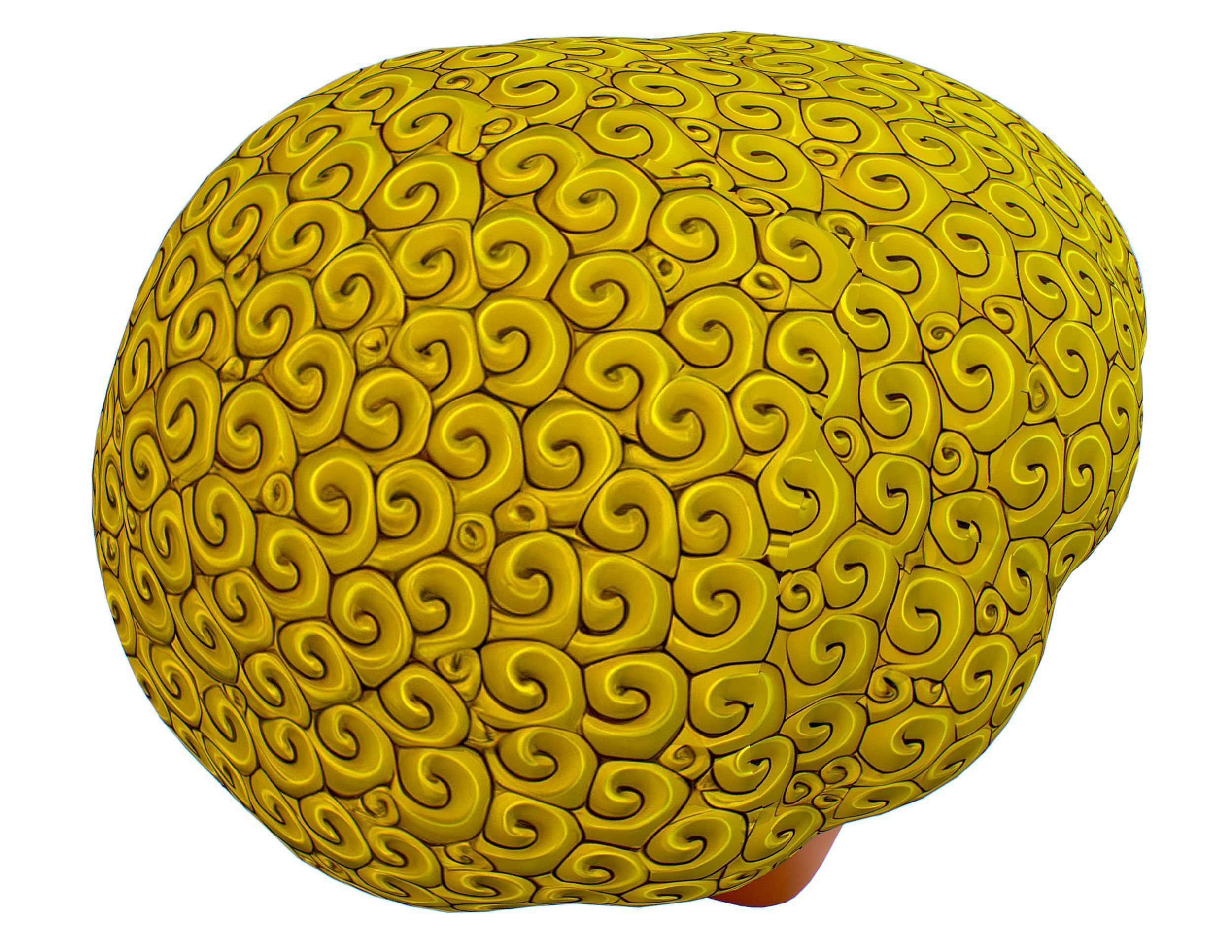 Gold Yellow Afro Hair Cartoon Young Head Hair Low-poly 3D model_9