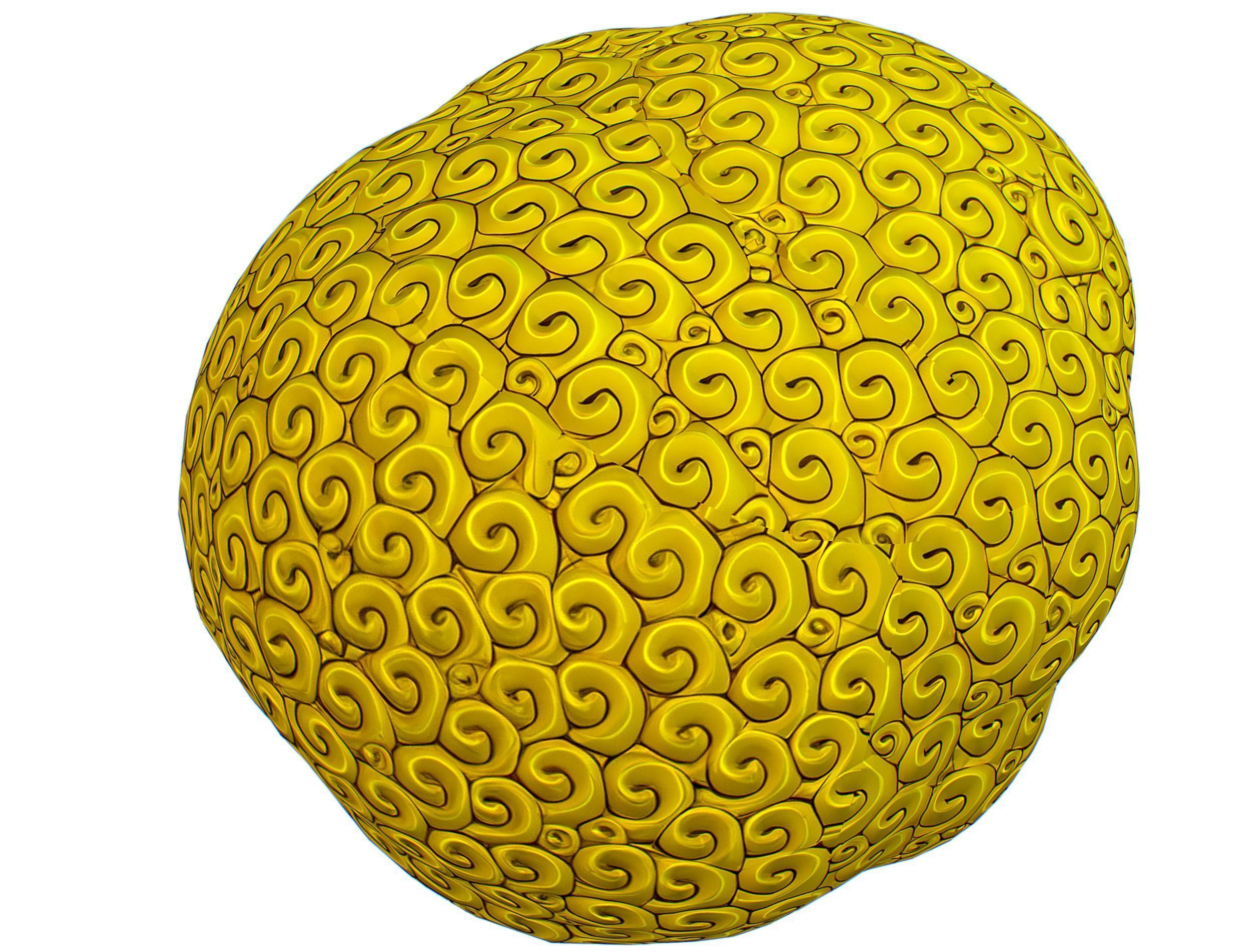 Gold Yellow Afro Hair Cartoon Young Head Hair Low-poly 3D model_15