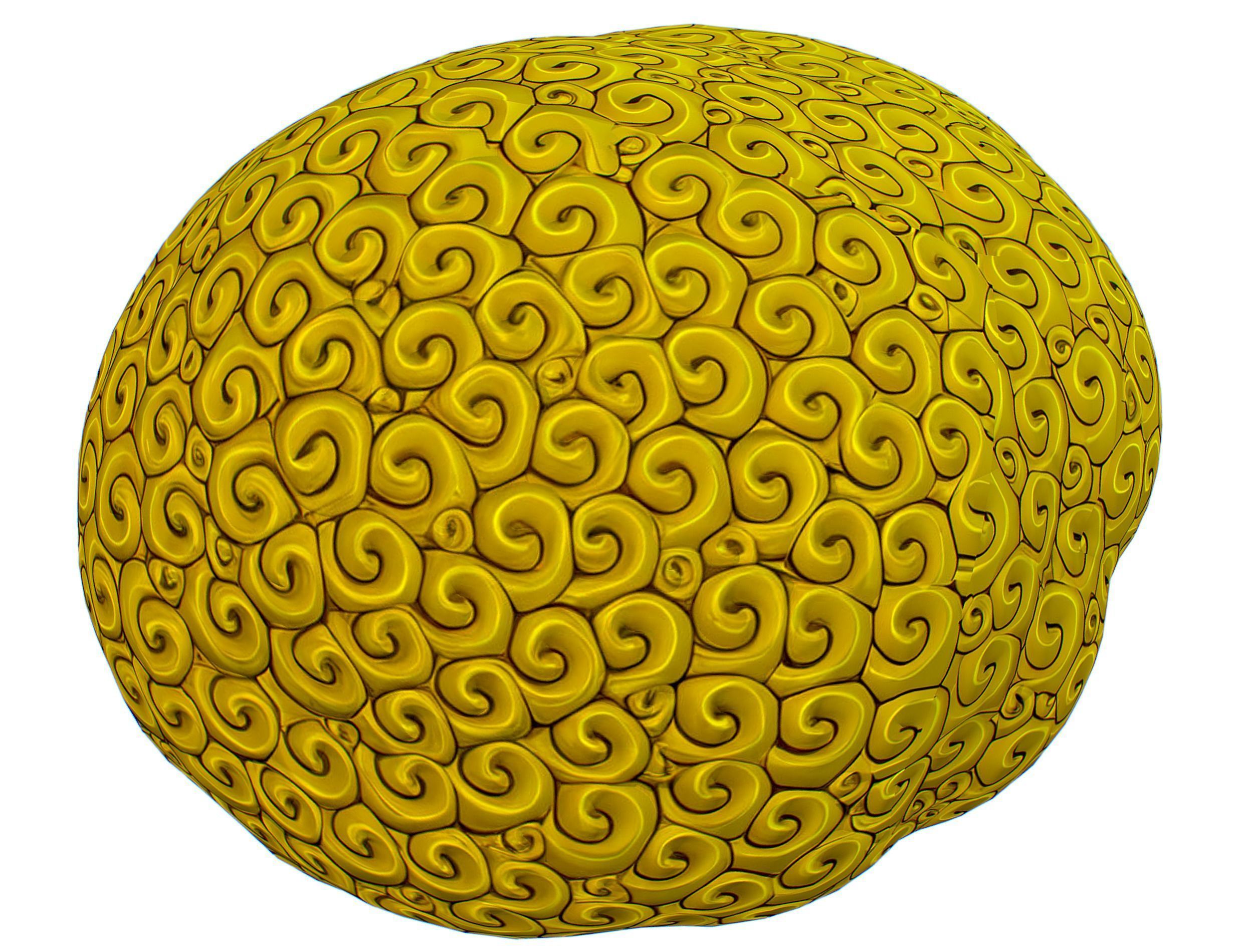 Gold Yellow Afro Hair Cartoon Young Head Hair Low-poly 3D model_8