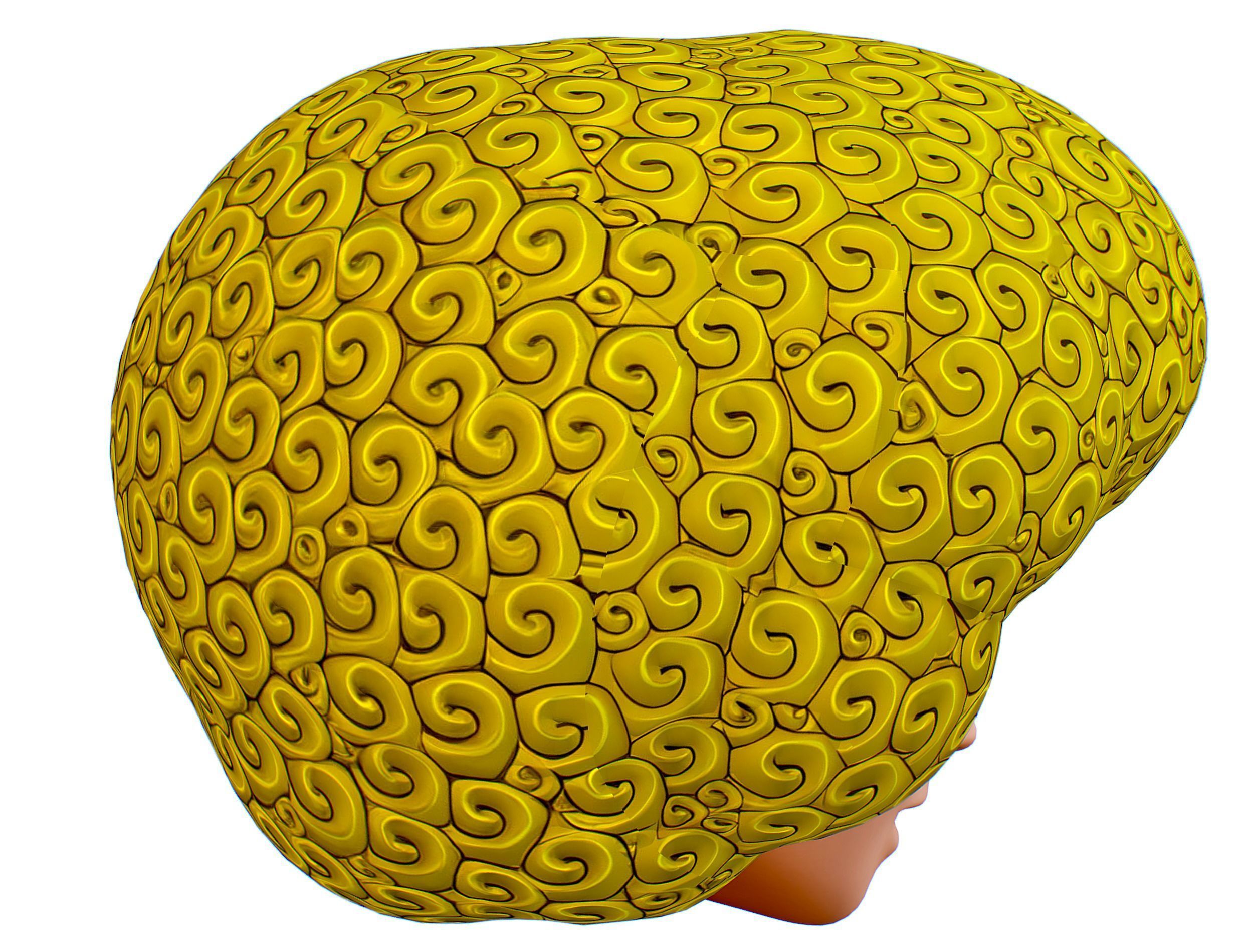 Gold Yellow Afro Hair Cartoon Young Head Hair Low-poly 3D model_10