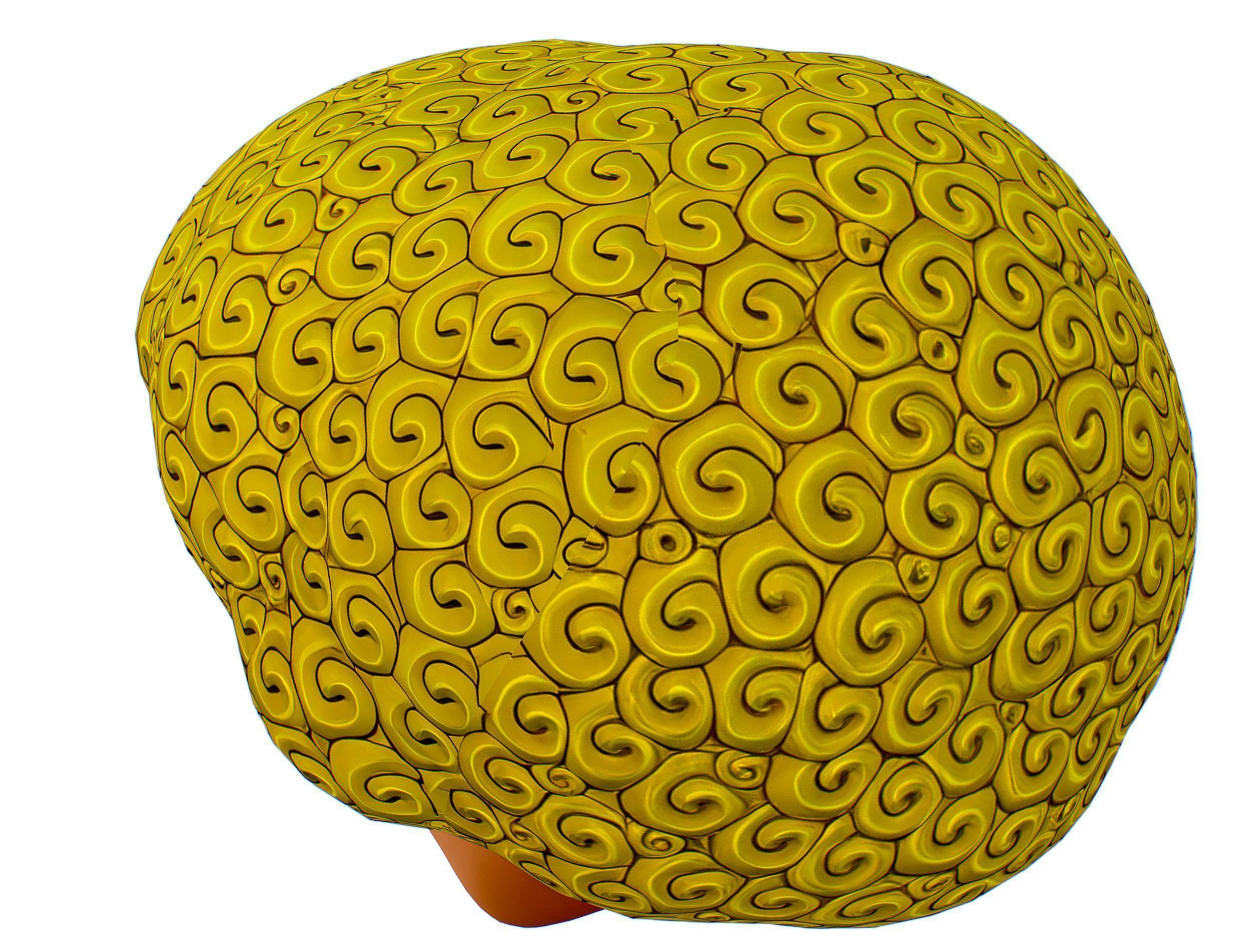 Gold Yellow Afro Hair Cartoon Young Head Hair Low-poly 3D model_5