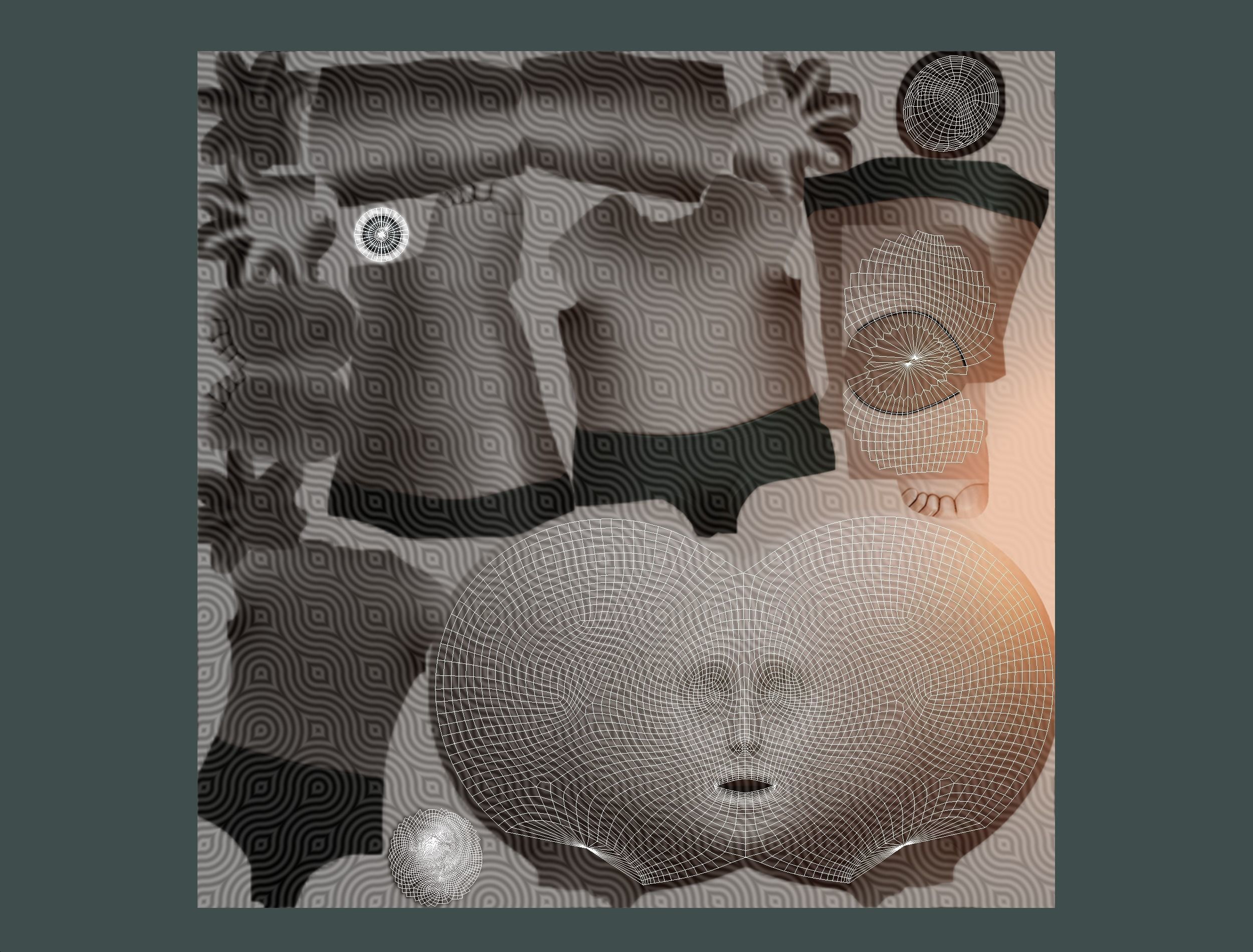 Gold Yellow Afro Hair Cartoon Young Head Hair Low-poly 3D model_20