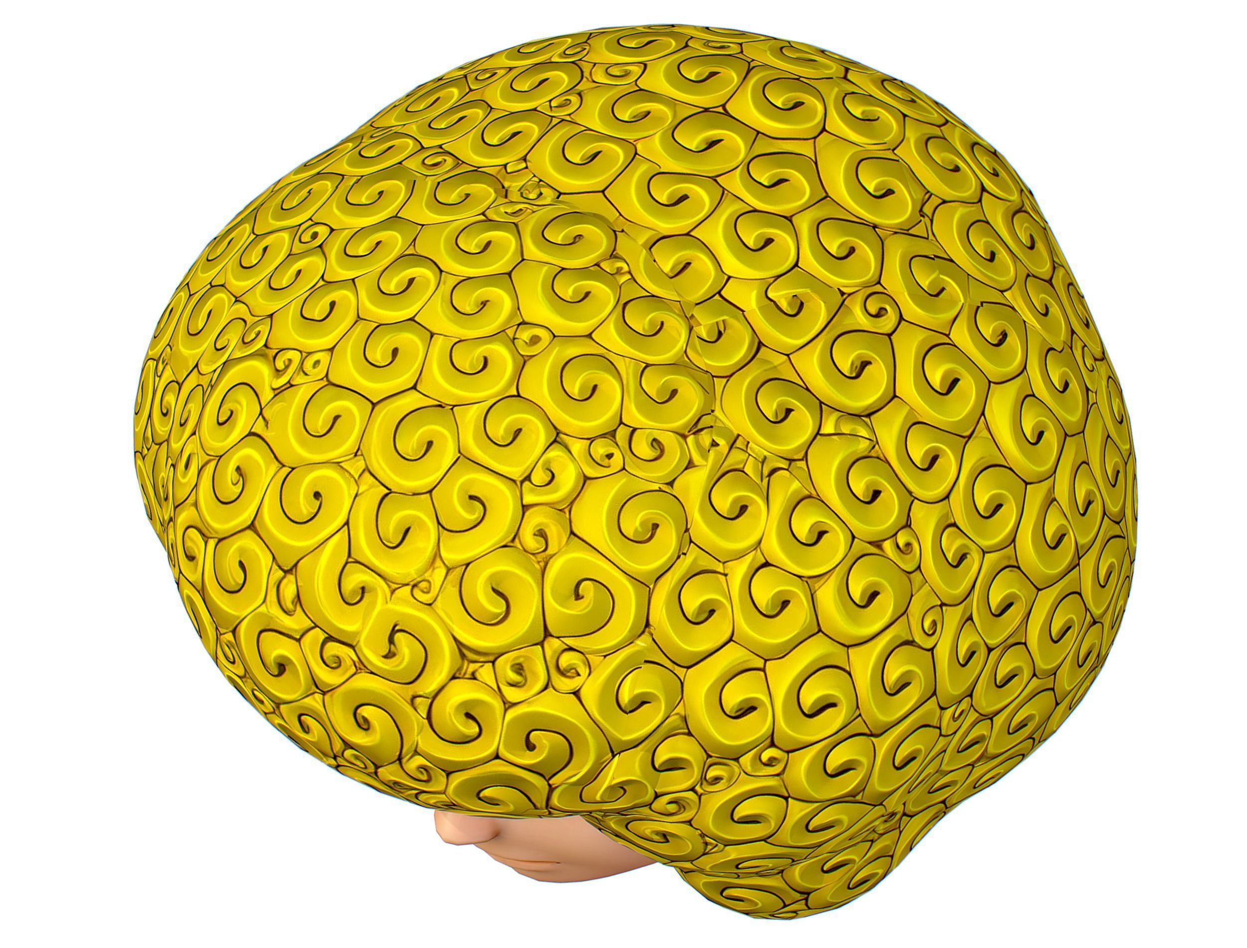 Gold Yellow Afro Hair Cartoon Young Head Hair Low-poly 3D model_13